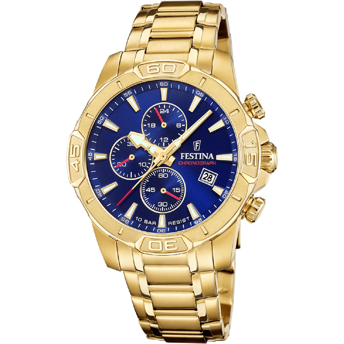 Montre Homme Festina Timeless Chronograph - F20705-3 Bracelet Acier Doré