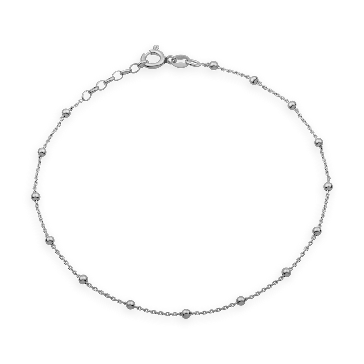 Chaîne Cheville Argent 925 1.1mm 25 à 27cm Boule 2.7mm