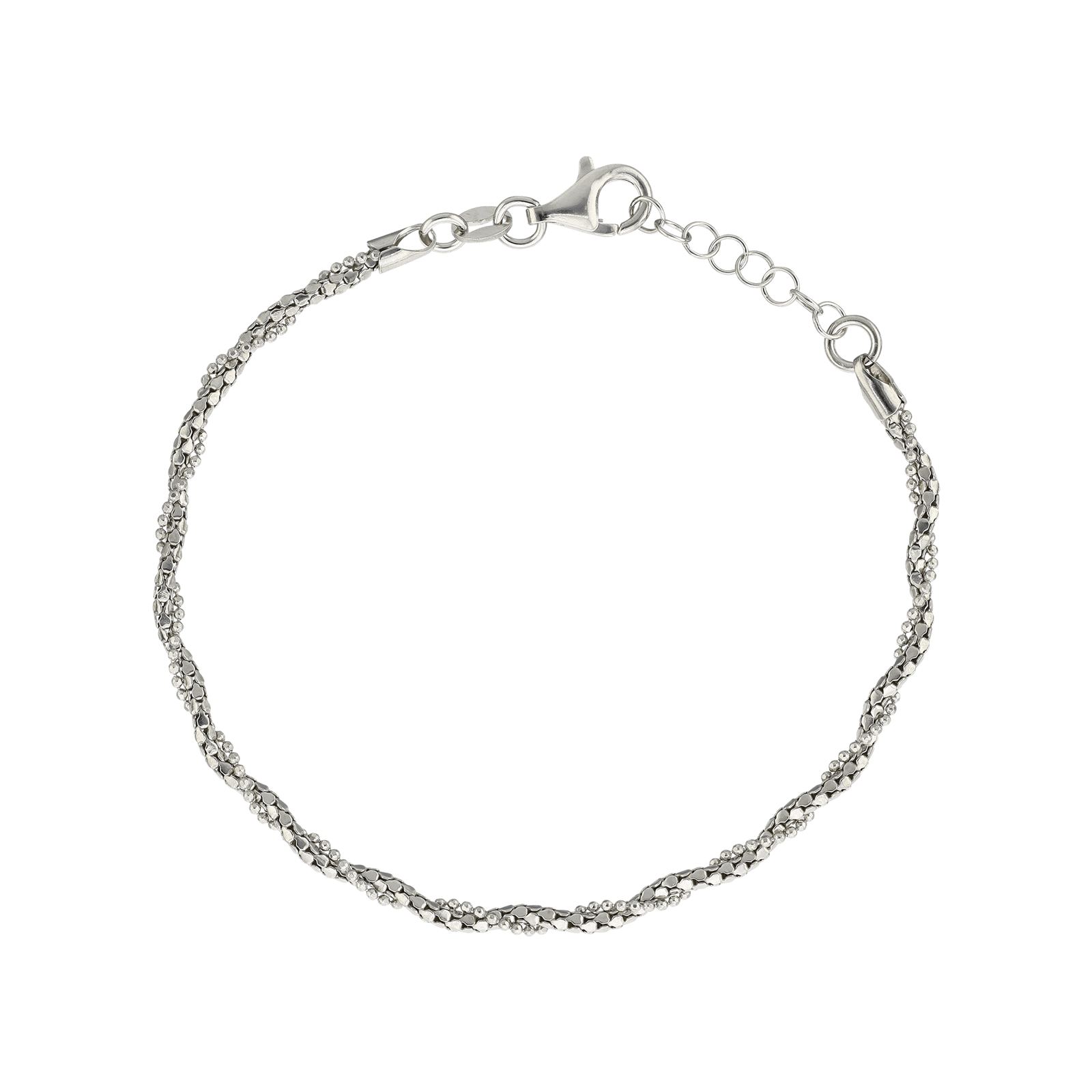 bracelet Argent fantaisie Torsade 18 plus 2 centimètres