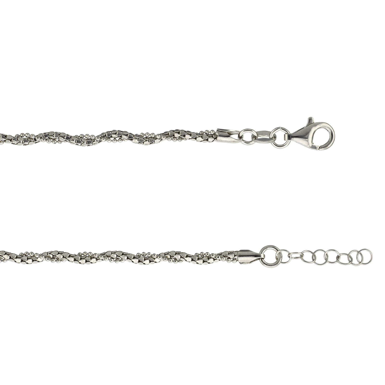 bracelet Argent fantaisie Torsade 18 plus 2 centimètres