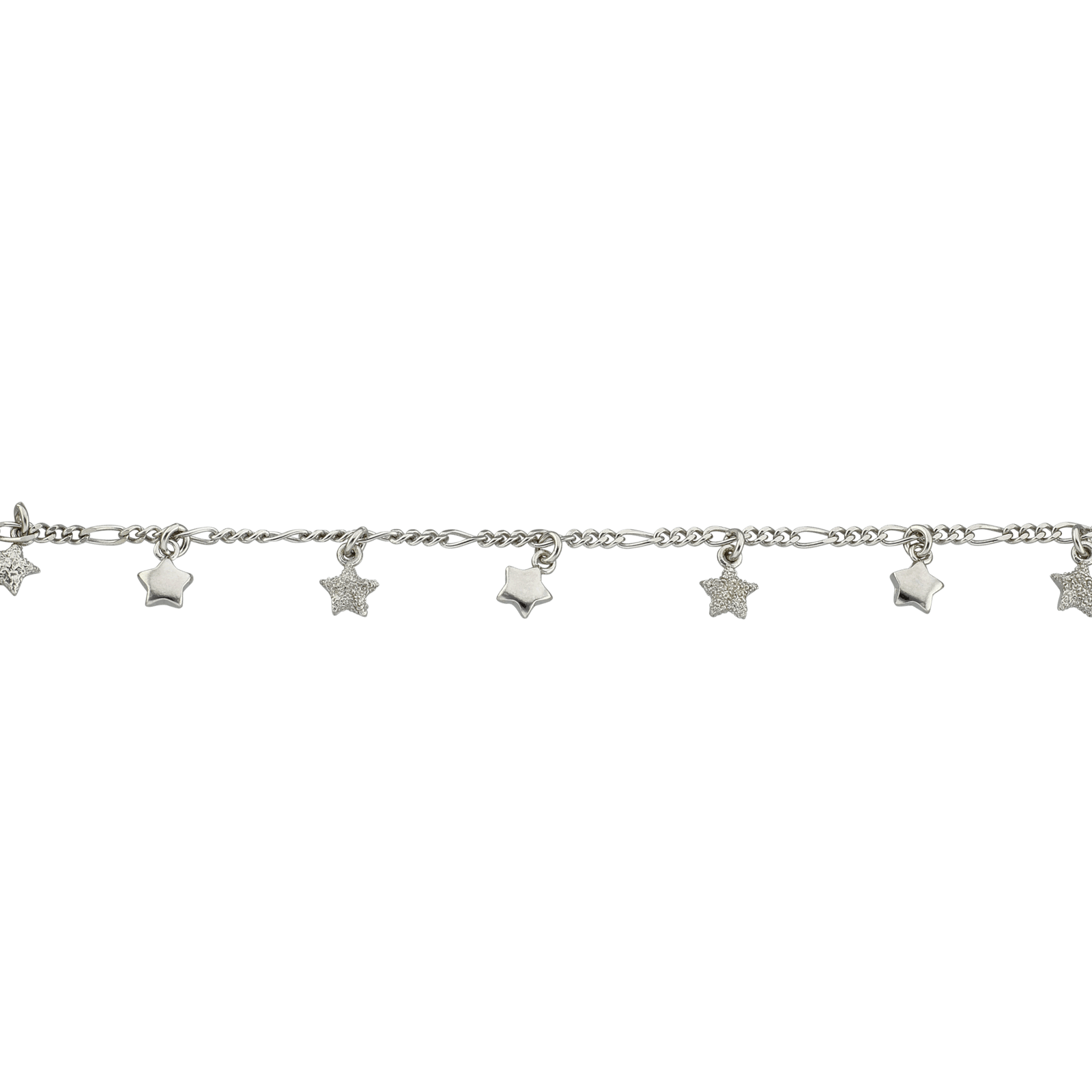 Bracelet Argent étoiles Lisse et laser 18+2cm