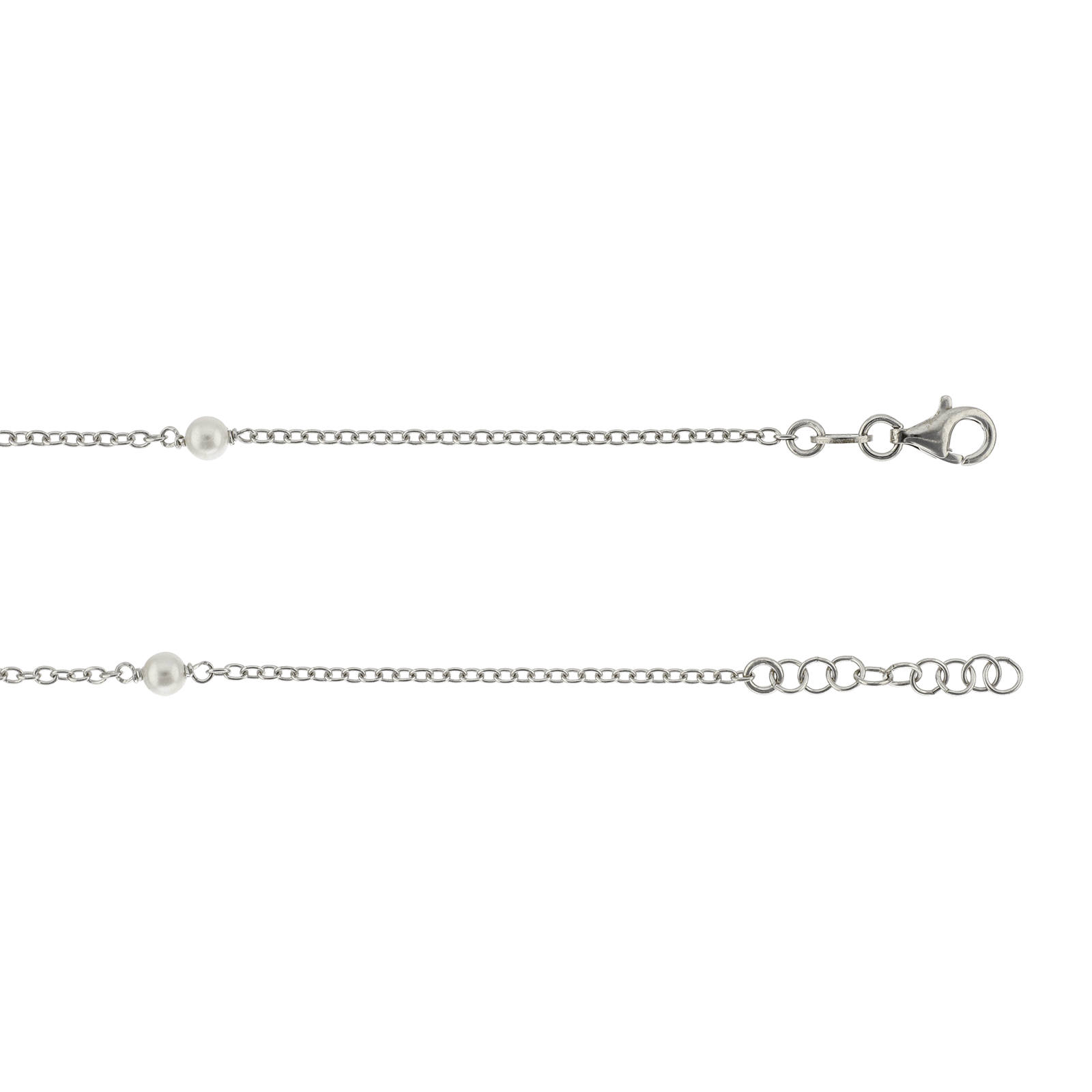 Bracelet Argent 2 perles Centre étoile laser 18+2 centimètres