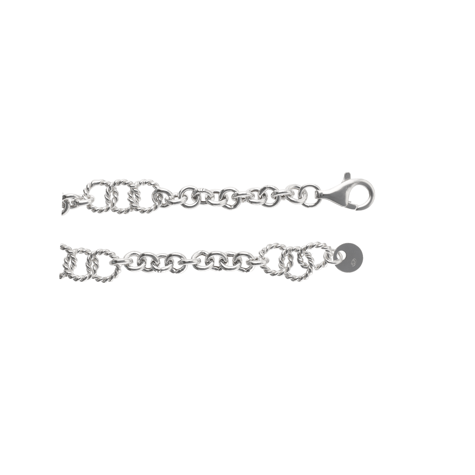 Bracelet Argent maille cercles entrelacés 19cm
