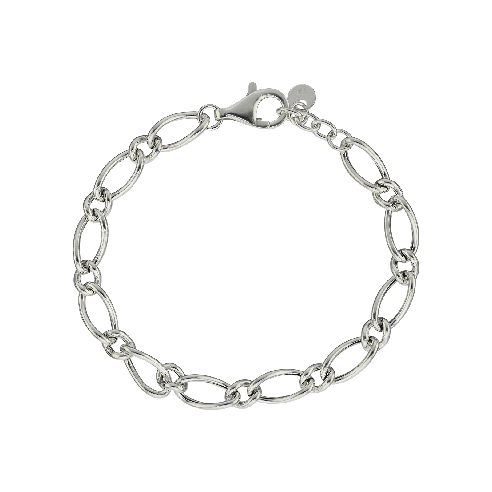 bracelet Argent mailles ovales 18+2cm