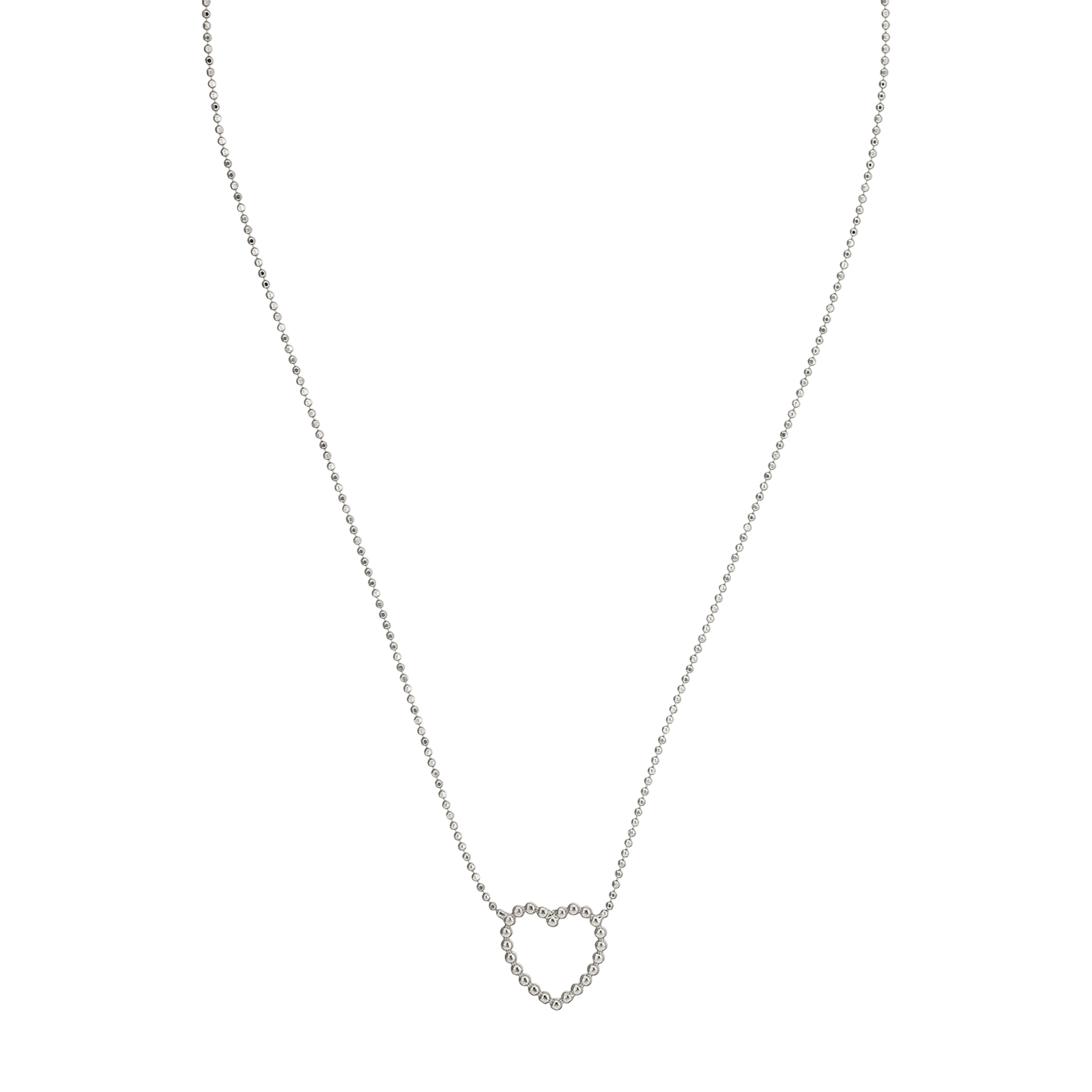 Collier Argent Centre coeur Perle ajouré Grand modèle 42 plus 3 centimètres