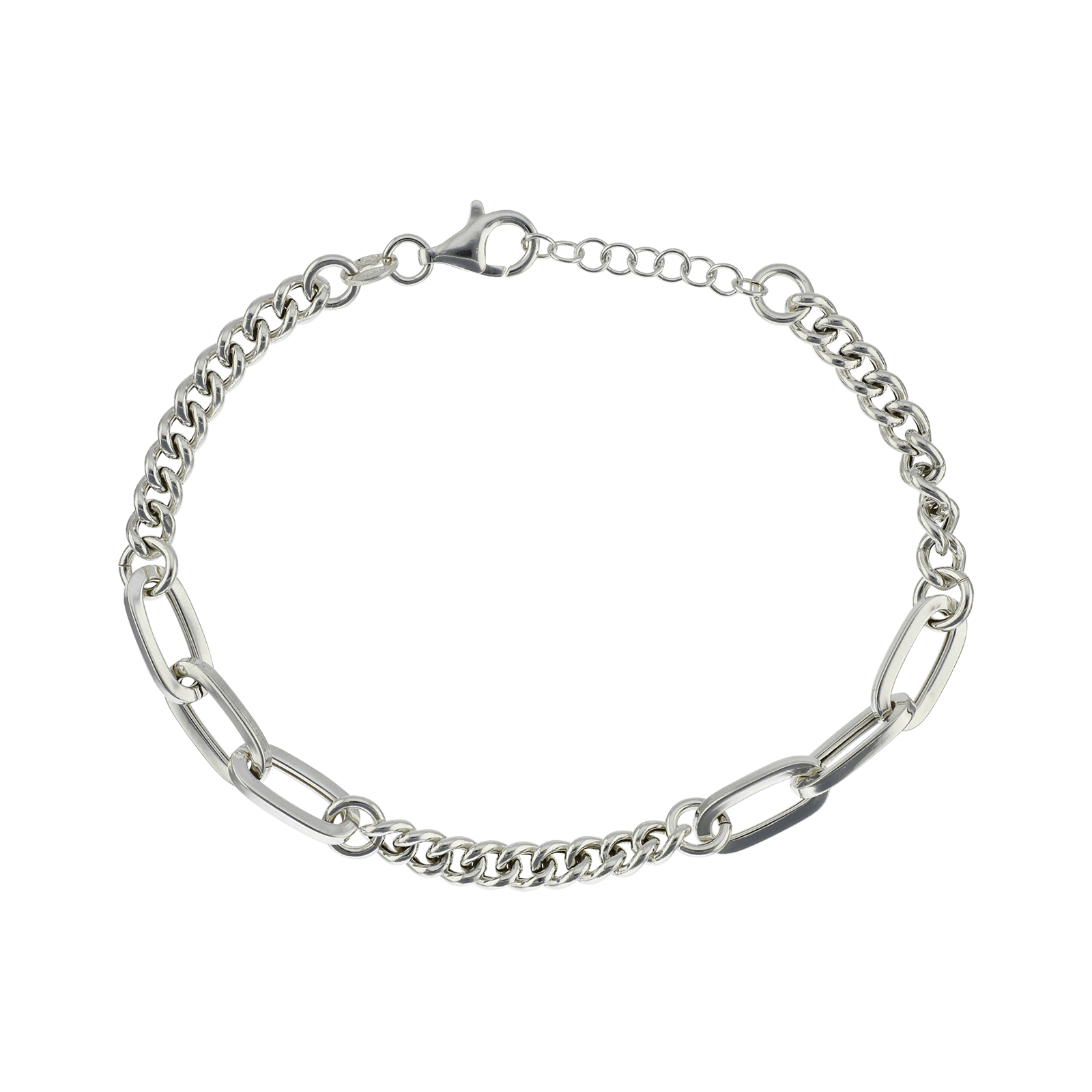 Bracelet mailles ovales entrelacés argent 20cm