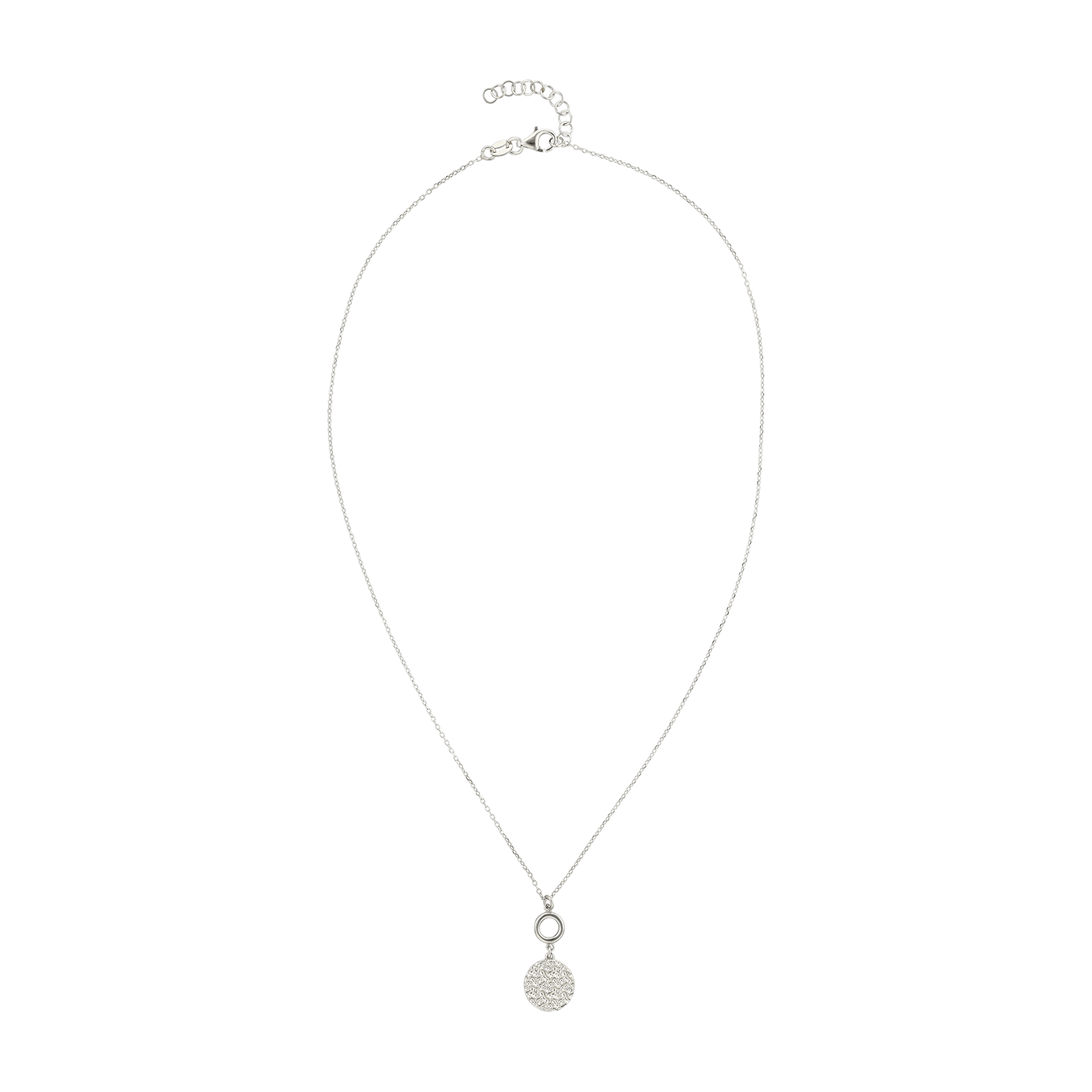 Collier Argent Centre cercle martelée 42 plus 3 centimètres