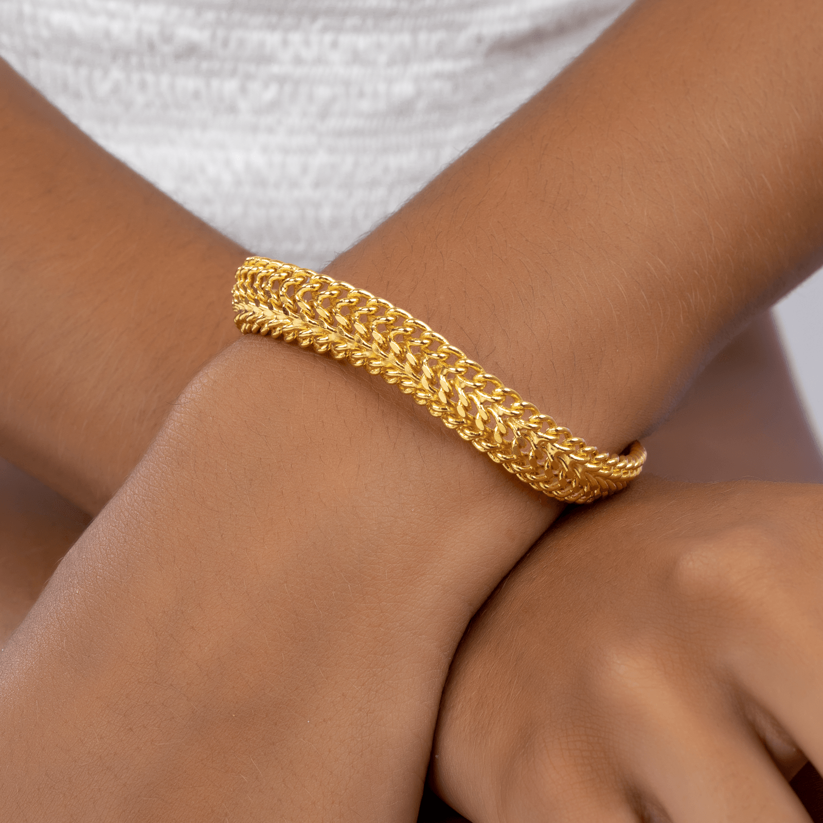 Bracelet Plaqué Or Maille Americaine