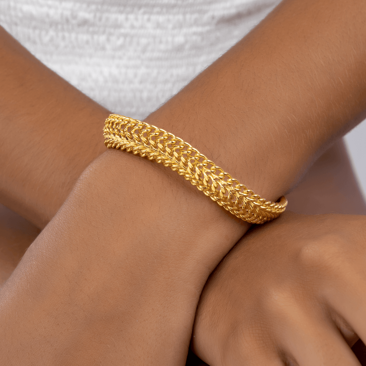 Bracelet Plaqué Or Maille Americaine 12mm 21cm