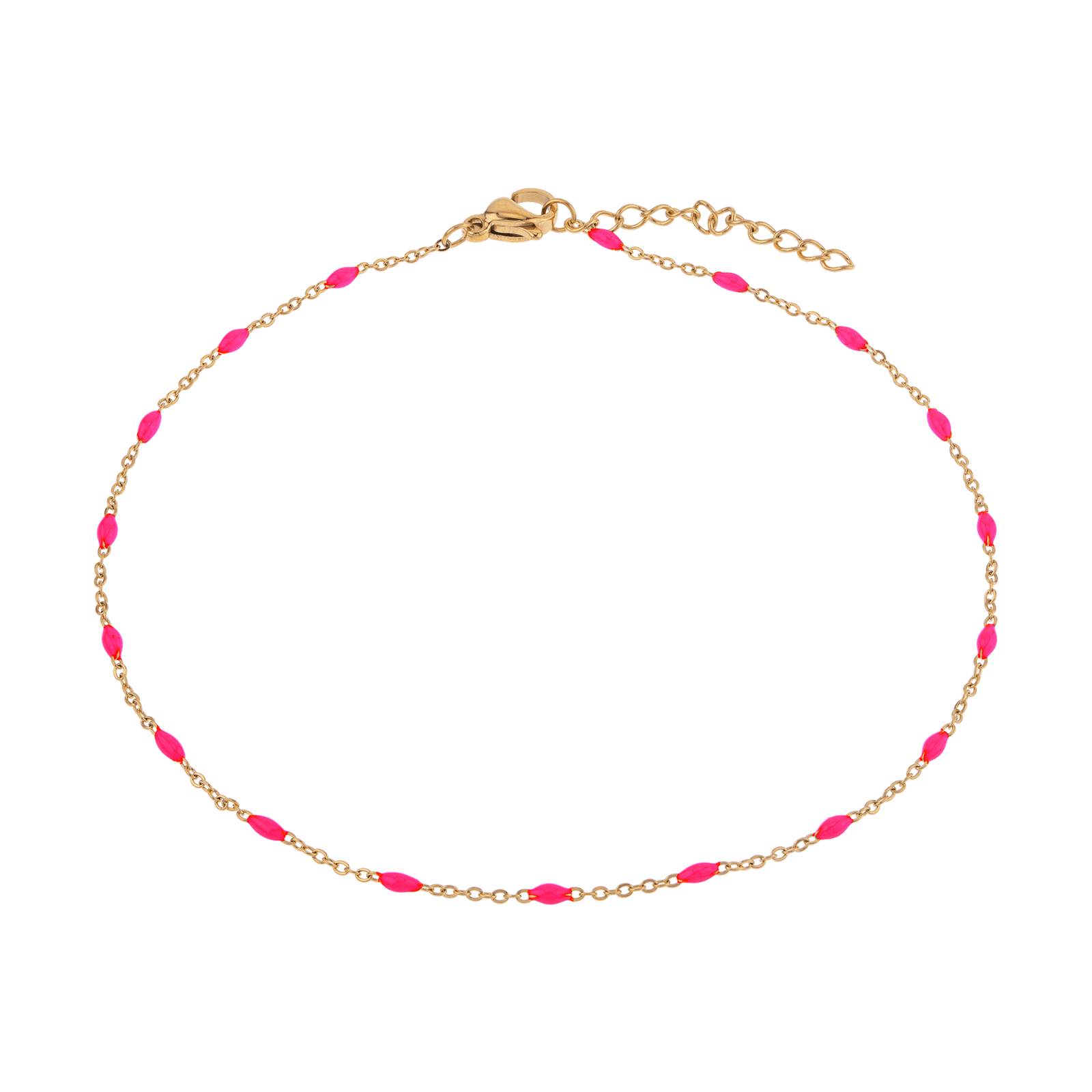 Chaîne Cheville Email Fushia 2mm 25A28cm Acier Jaune
