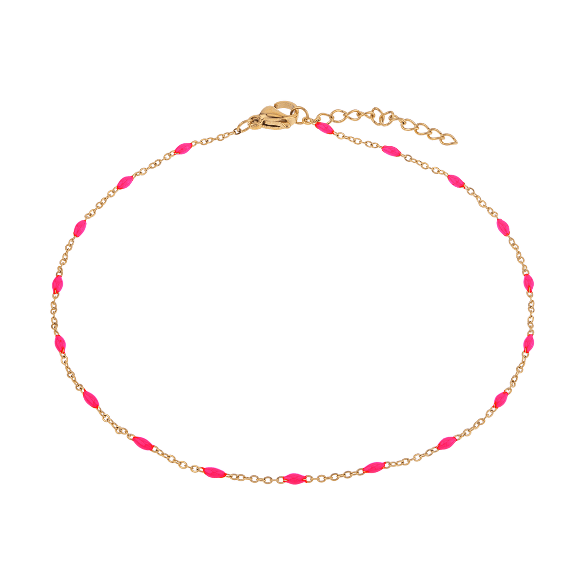 Chaîne Cheville Email Fushia 2mm 25 à 28cm Acier Jaune