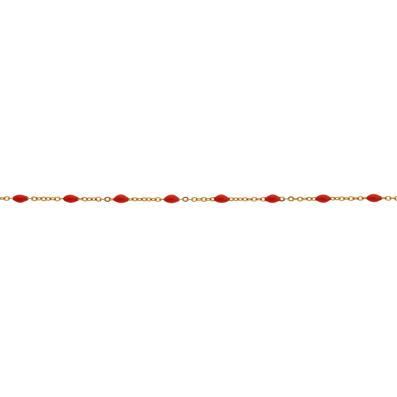 chaîne cheville callas acier doré boules époxy corail 25 plus 3 mm
