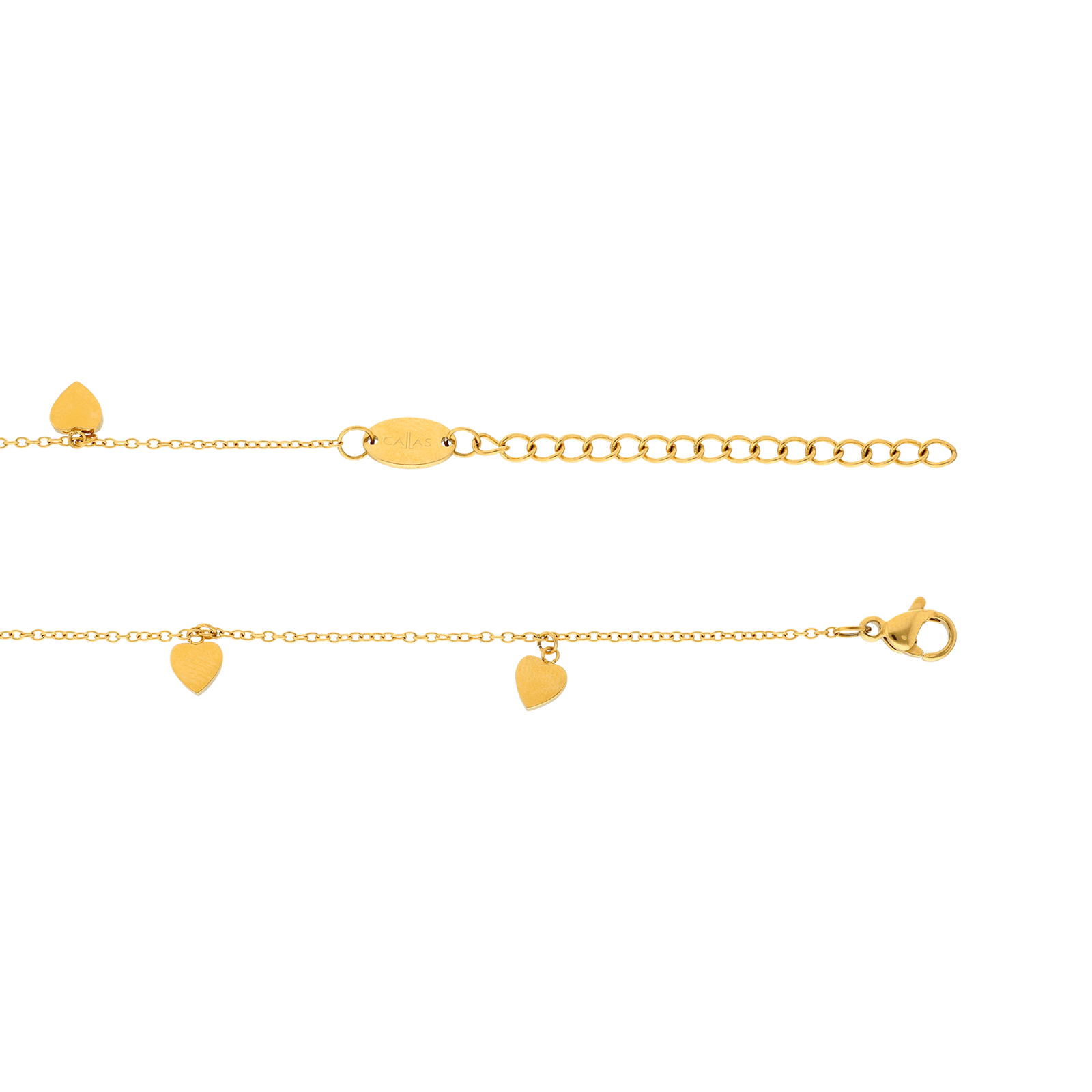 cheville Callas Acier doré Pampilles coeur 23+5 centimètres tag