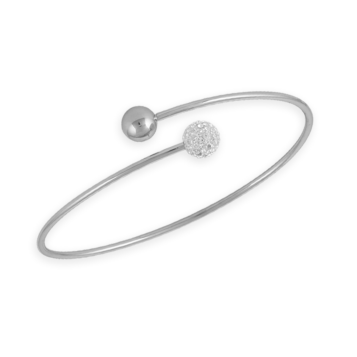 Jonc Acier 65mm Tube 2mm Boules Lisse Et Cristal 8mm
