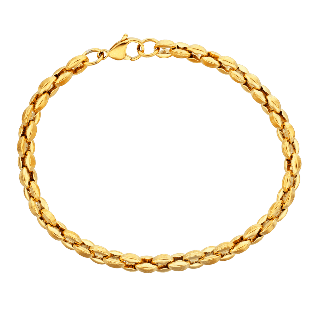 Bracelet Acier Jaune Maille Grain de Café 4.5*6mm 21cm