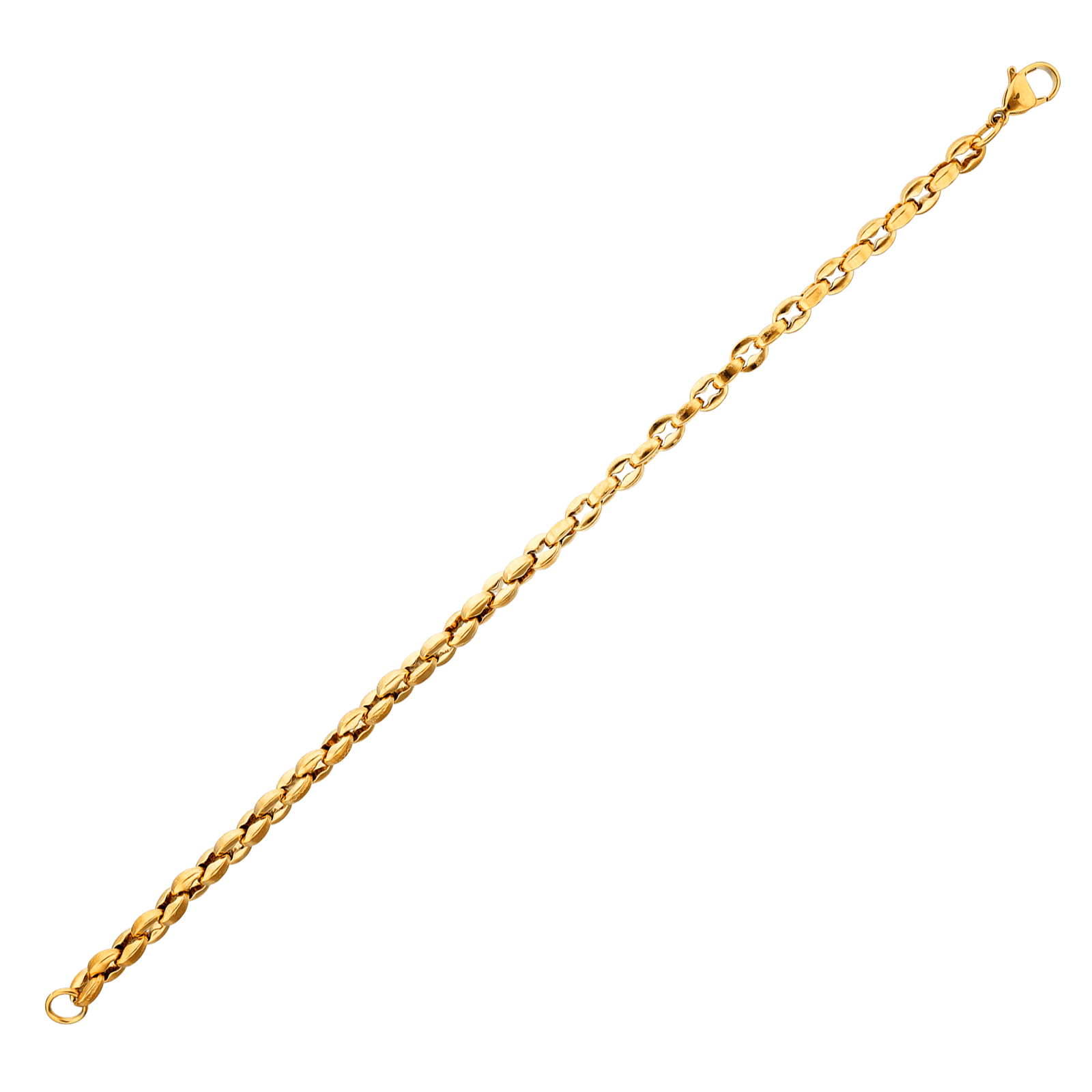 Bracelet Acier Jaune Maille Grain de Café 4.5*6mm 21cm