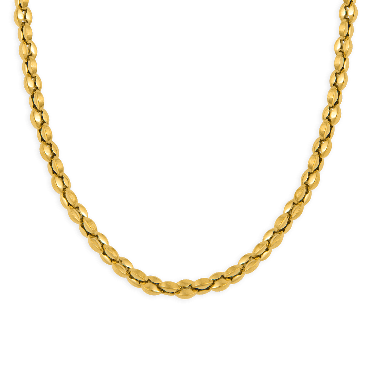 Collier Acier Jaune Maille Grain de Café 4.5mm 50cm
