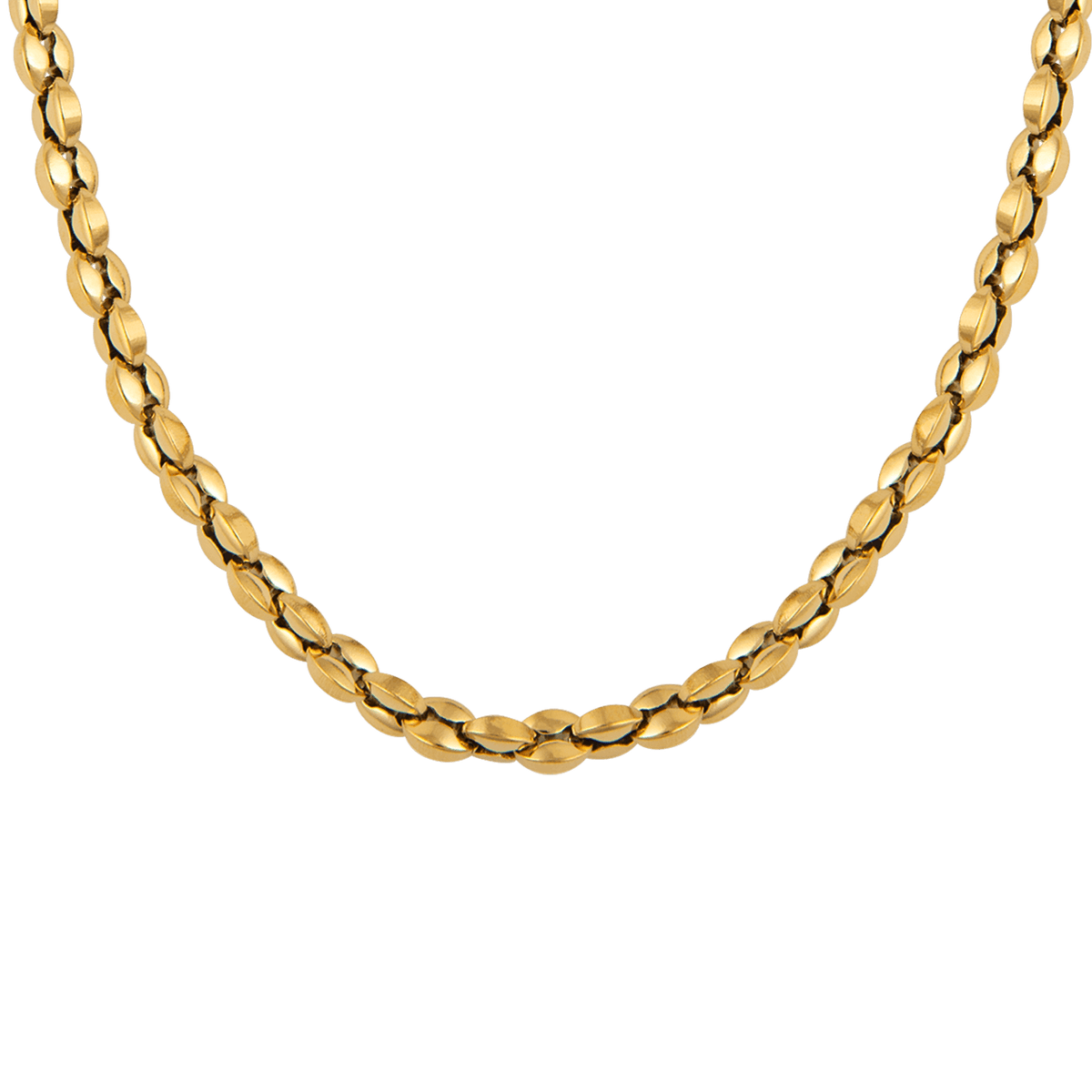 Collier Acier Jaune Maille Grain de Café 4.5mm 55cm