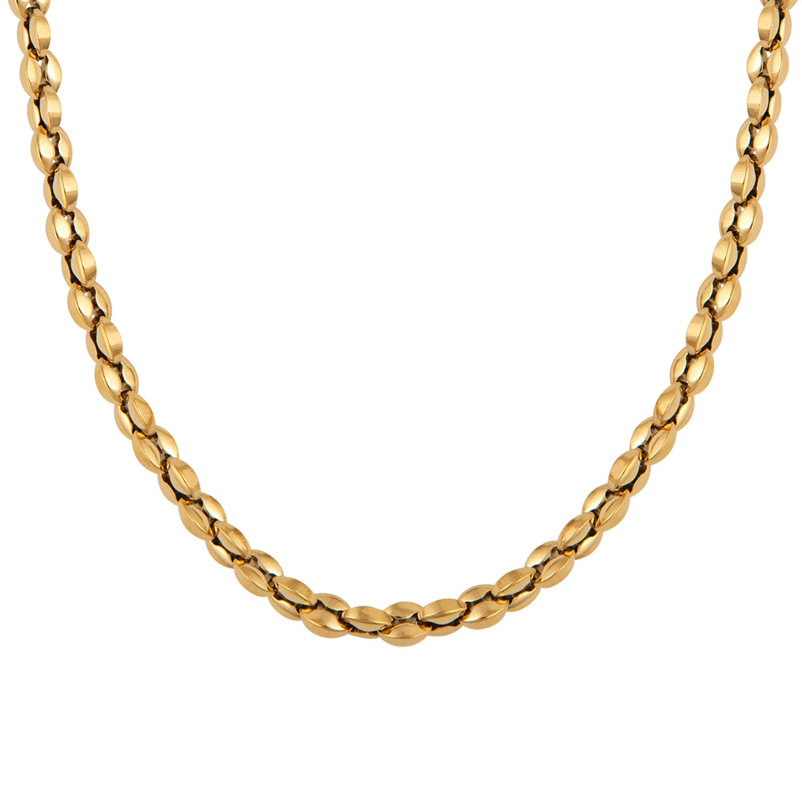 Collier acier maille grain de café