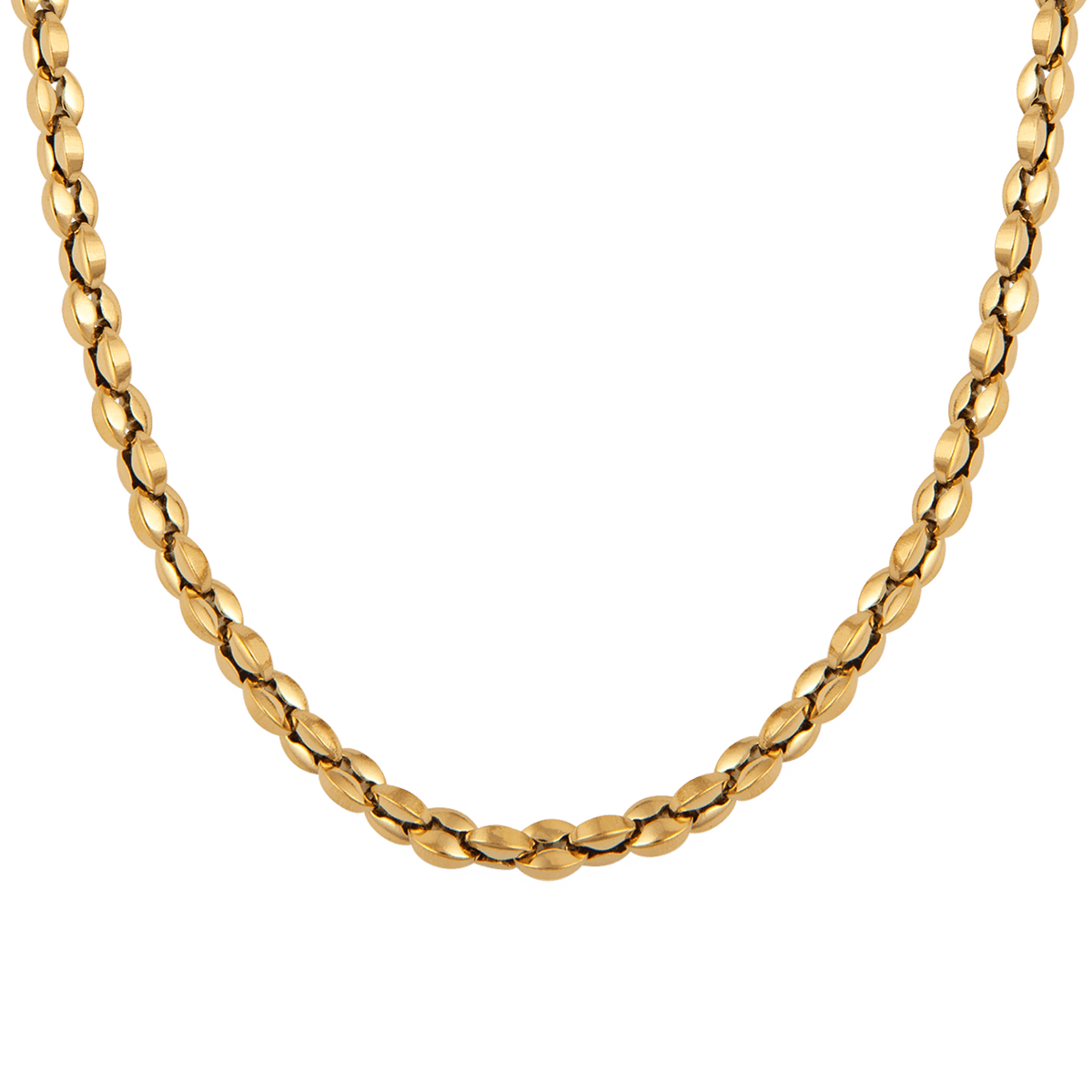 Collier Acier Jaune Maille Grain de Café 4.5mm 60cm