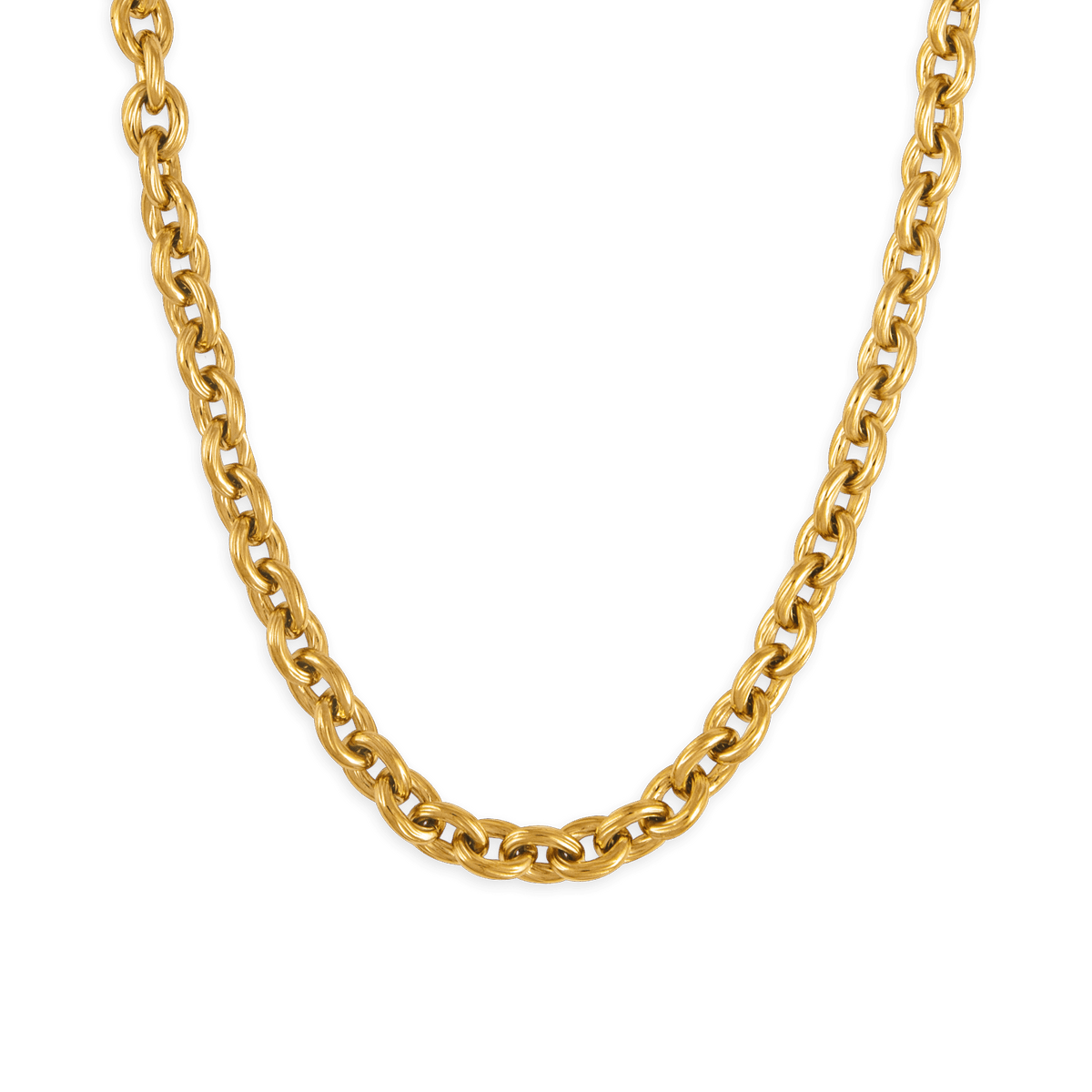 Collier Acier Jaune Maille Jaseron 7mm 50cm