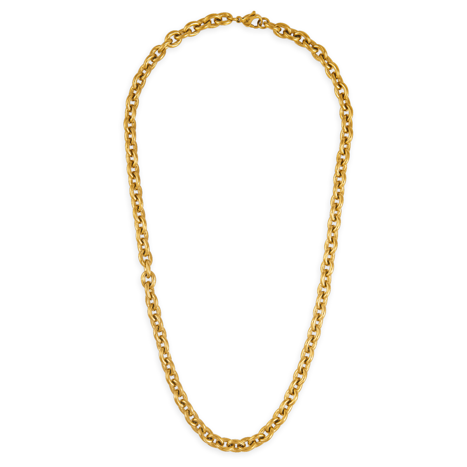 Collier Acier Jaune Maille Jaseron 7mm 50cm