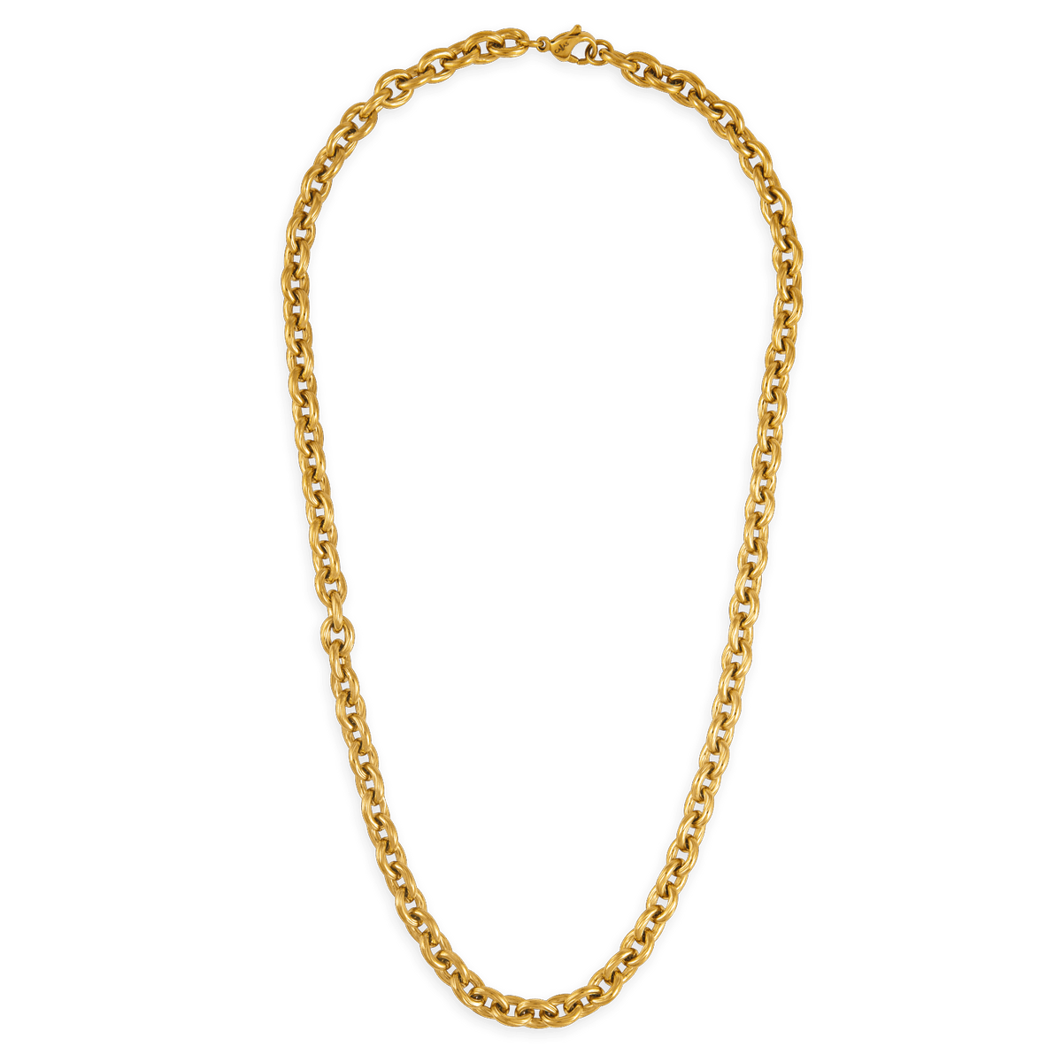 Collier Acier Jaune Maille Jaseron 7mm 50cm