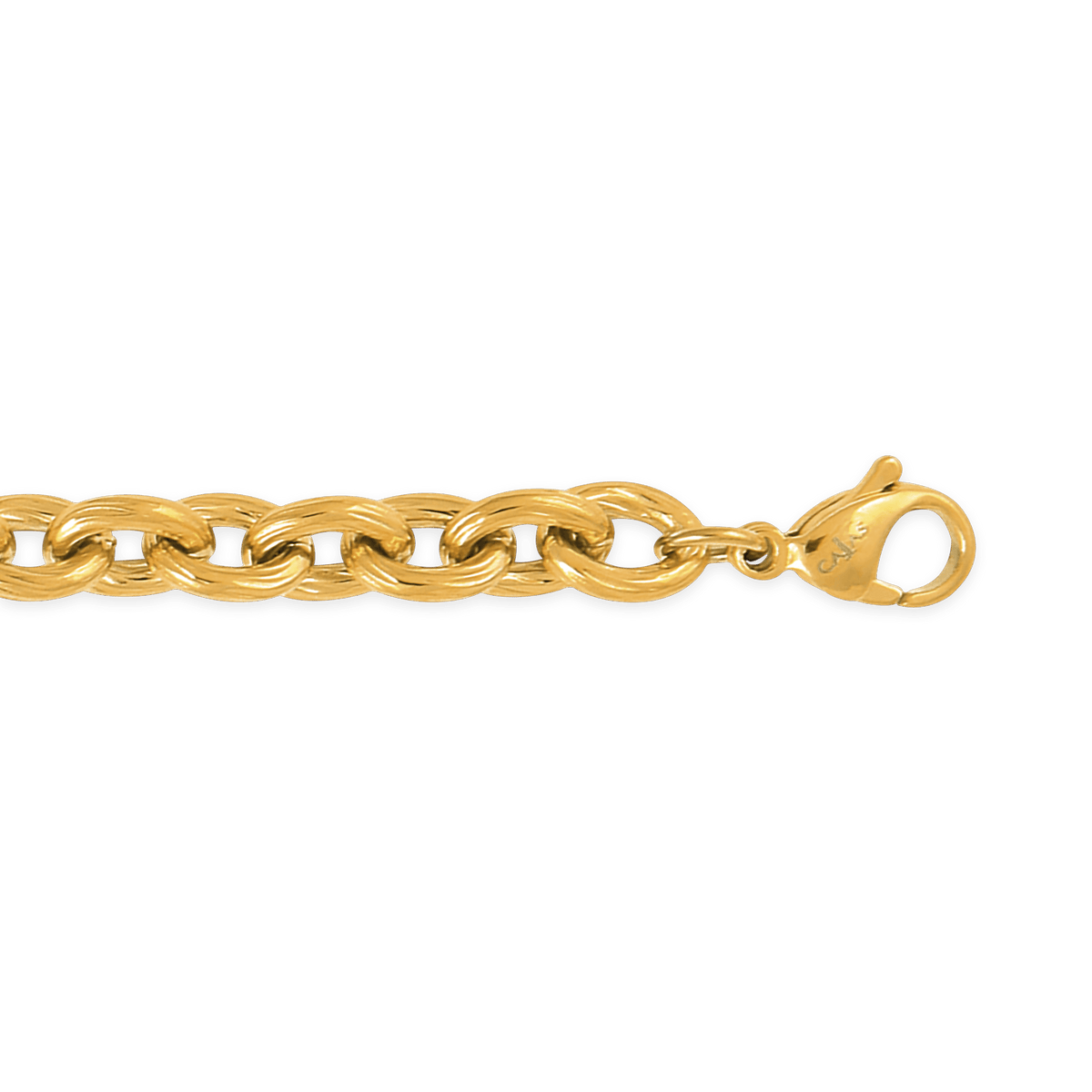 Collier Acier Jaune Maille Jaseron 7mm 50cm