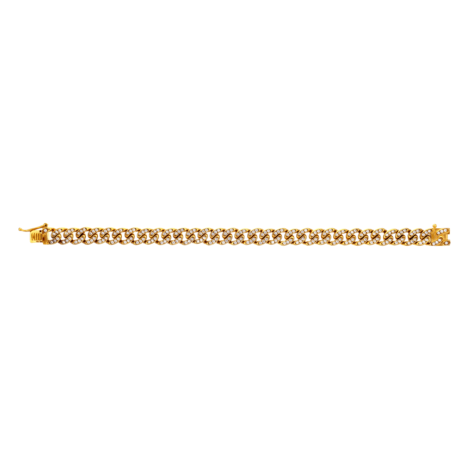 Bracelet Callas Acier doré maille cubaine 9,5mm Oxyde de Zirconium 21,5cm