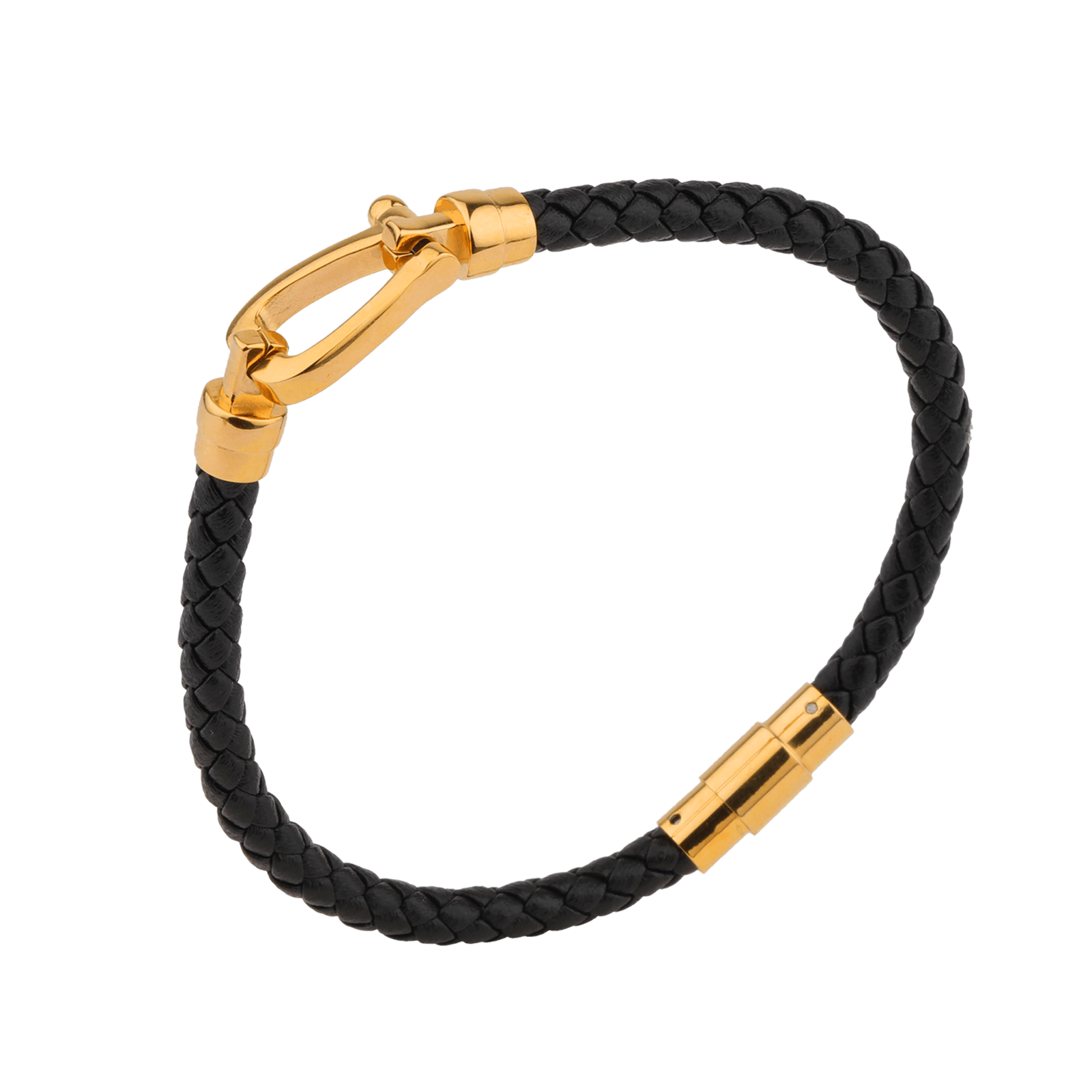 Bracelet Callas coton noir motif Acier doré