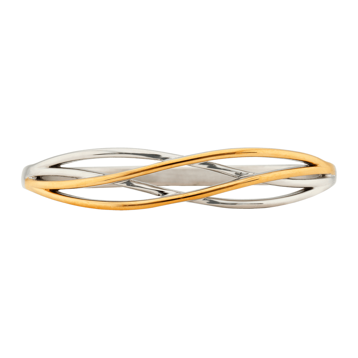 Jonc Acier Bicolore 65mm Motif 12.5mm Tube 5mm Avec Fermoir