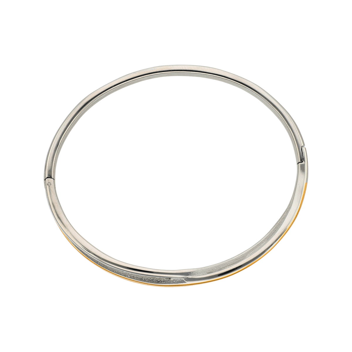 Jonc Acier Bicolore 65mm Motif 12.5mm Tube 5mm Avec Fermoir