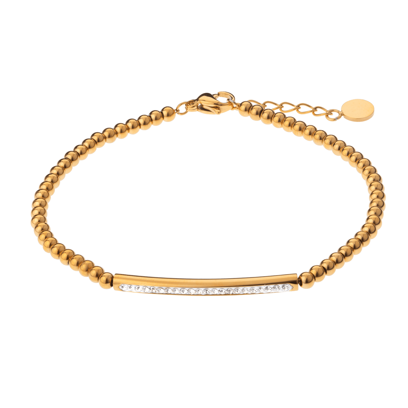 Bracelet Acier Jaune Boules 3mm Motif Cristal 31*3mm 17A20cm