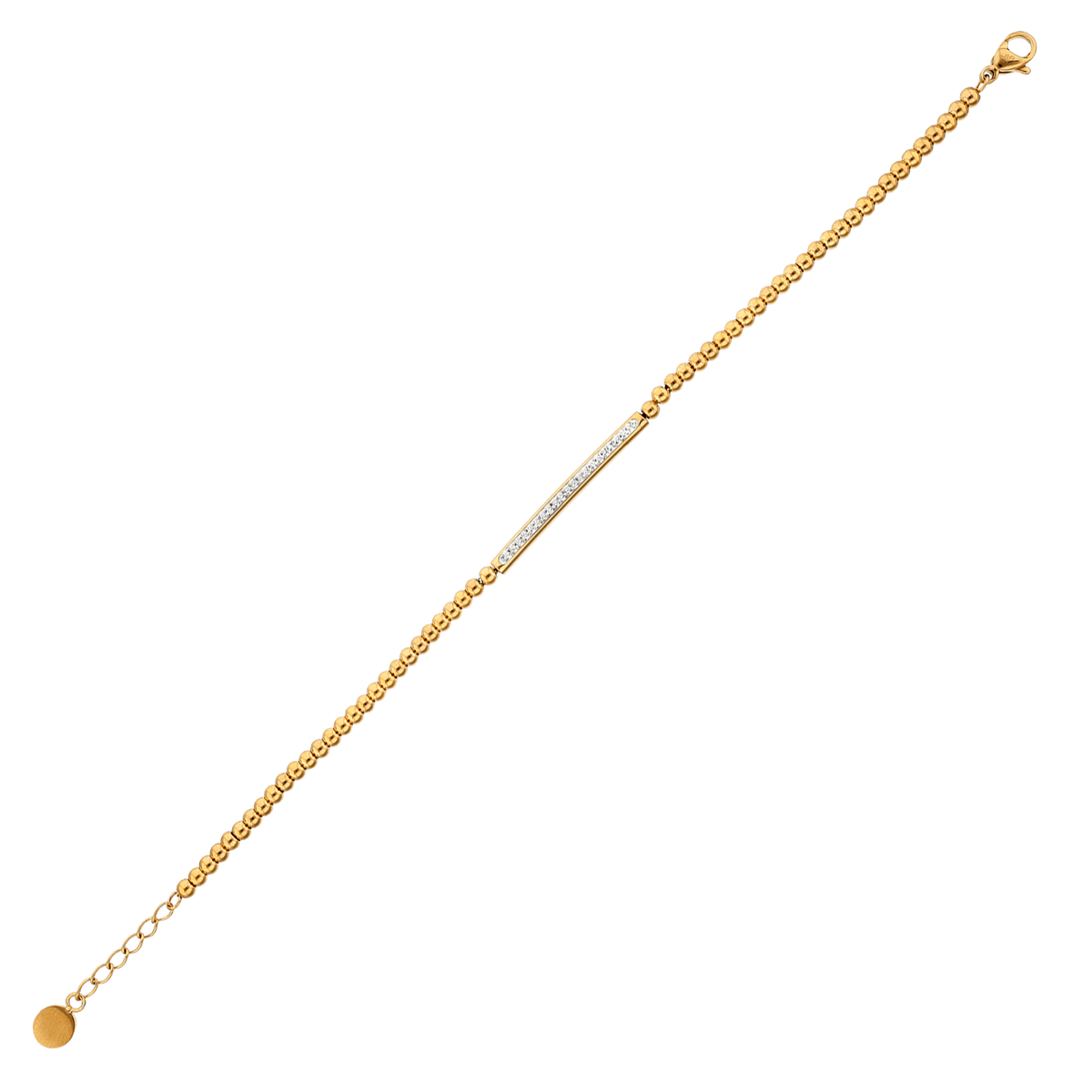 Bracelet Acier Jaune Boules 3mm Motif Cristal 31*3mm 17 à 20cm