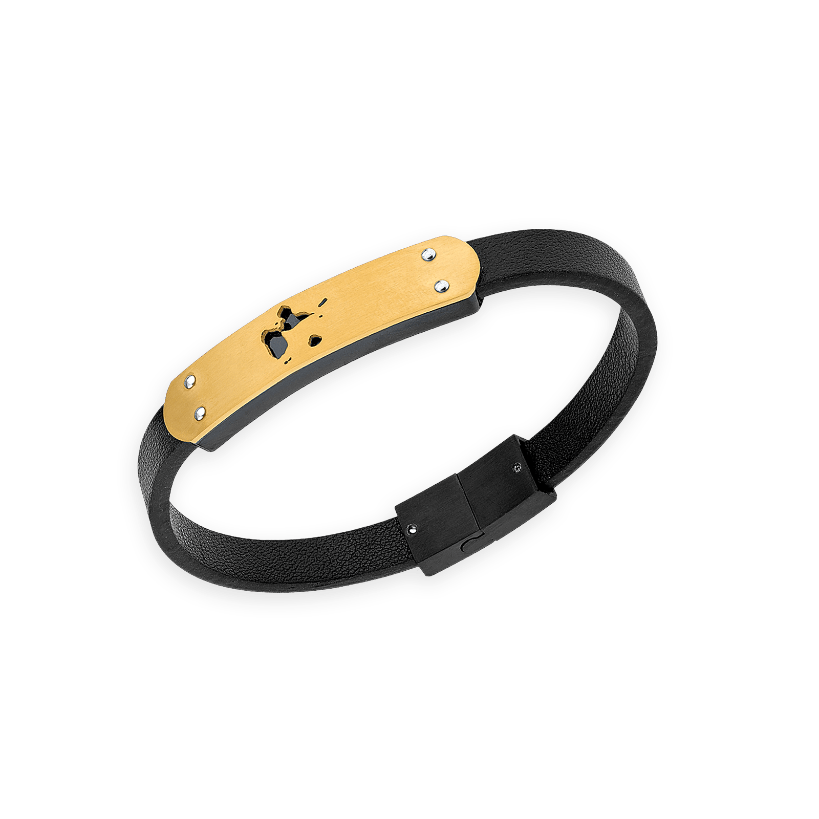 Bracelet Acier Jaune Carte Guadeloupe Sicilone Noir