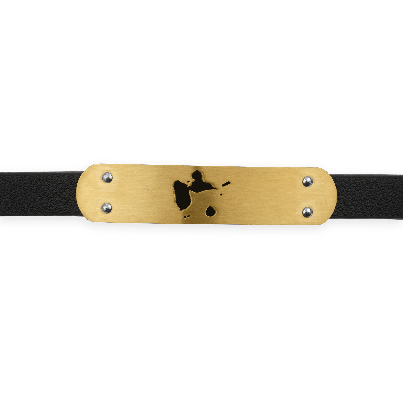 Bracelet Acier Jaune Carte Guadeloupe Sicilone Noir