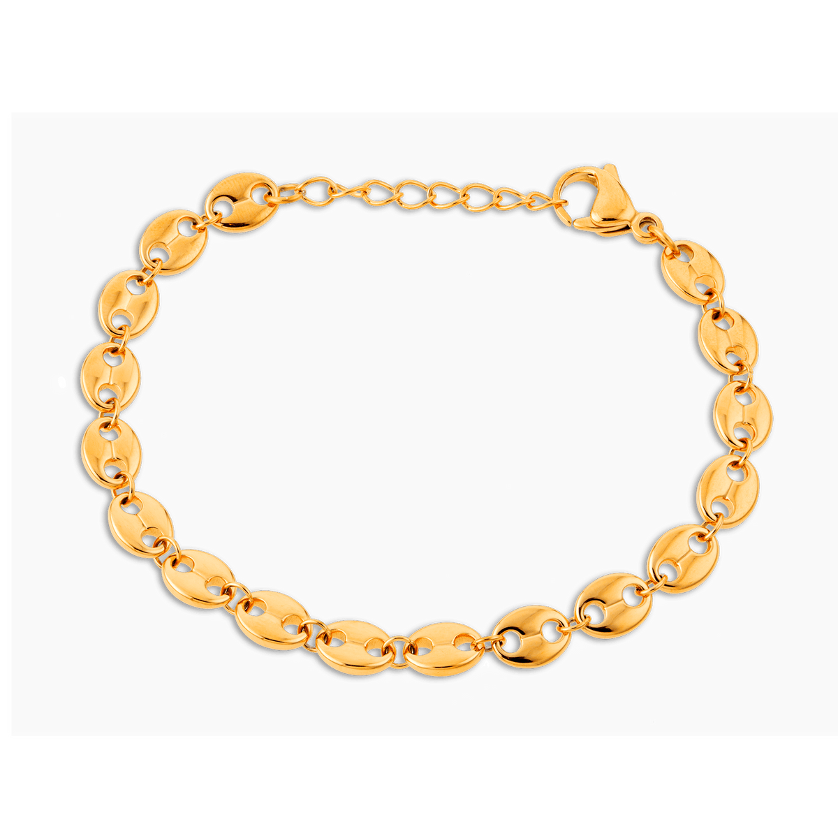 Bracelet Acier Jaune Maille Grain De Café 6mm 18 à 21cm