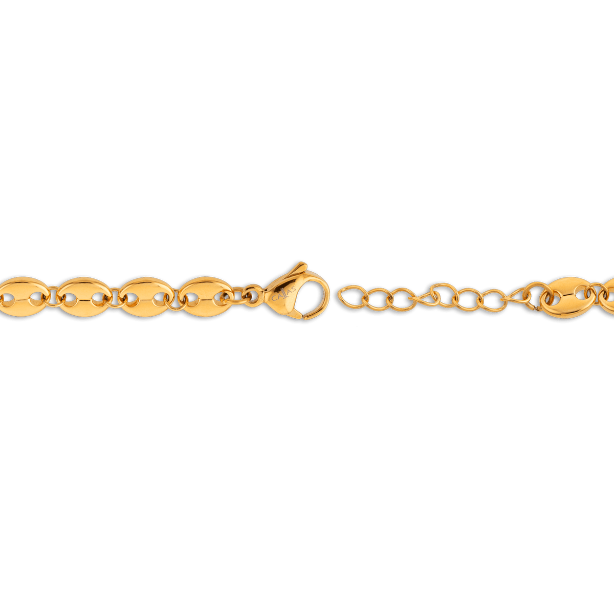 Bracelet Acier Jaune Maille Grain De Café 6mm 18 à 21cm