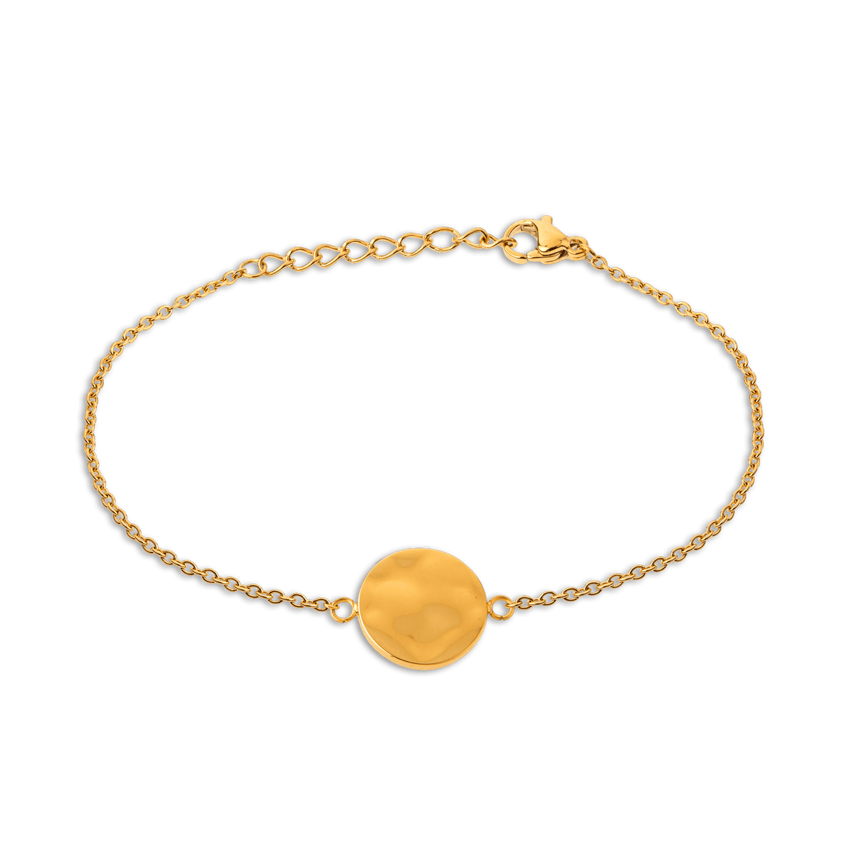 Bracelet Acier Jaune Pastille Martelée 12.5mm 17 à 20cm