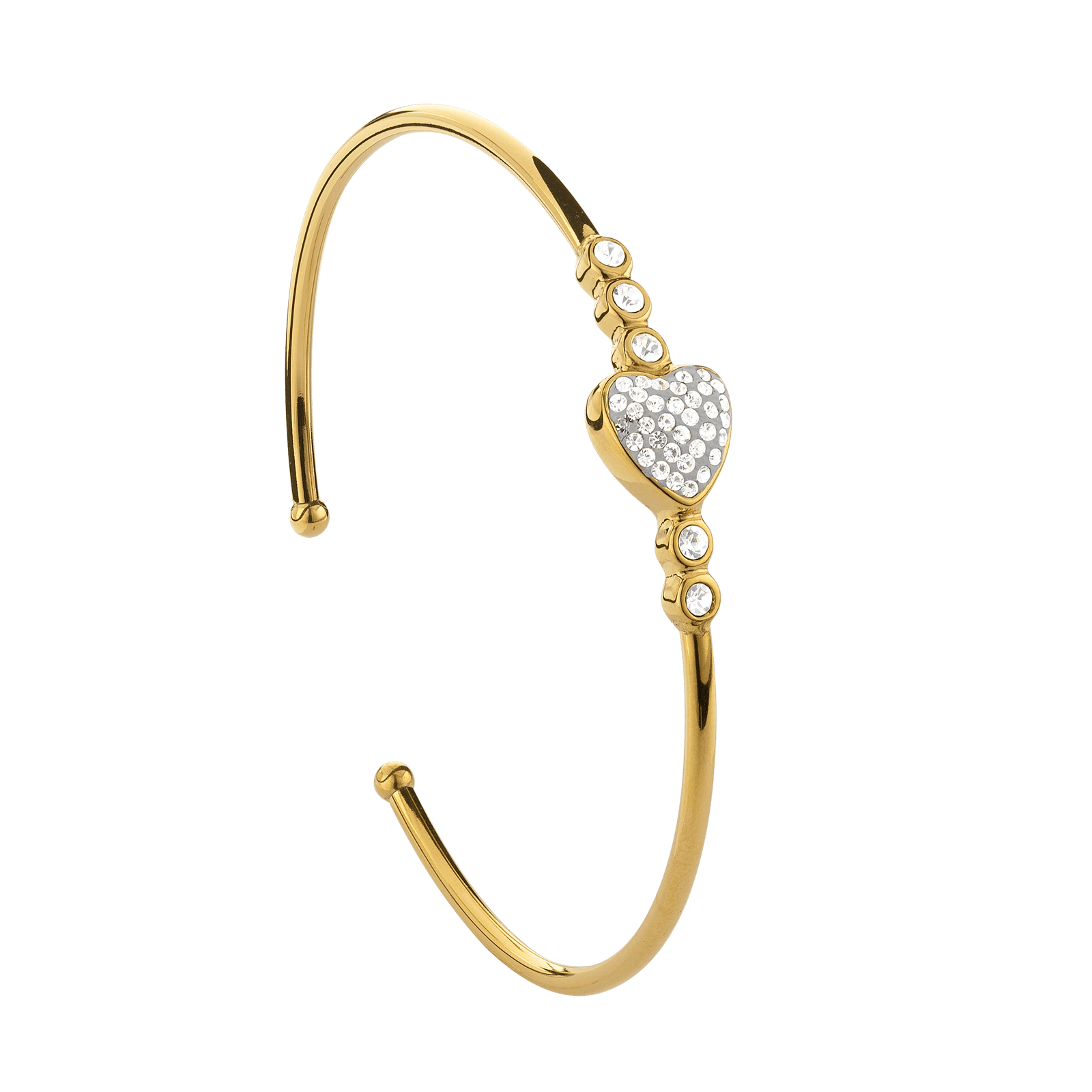 Jonc Callas ouvert Acier doré motif coeur 60 mm x 50 mm