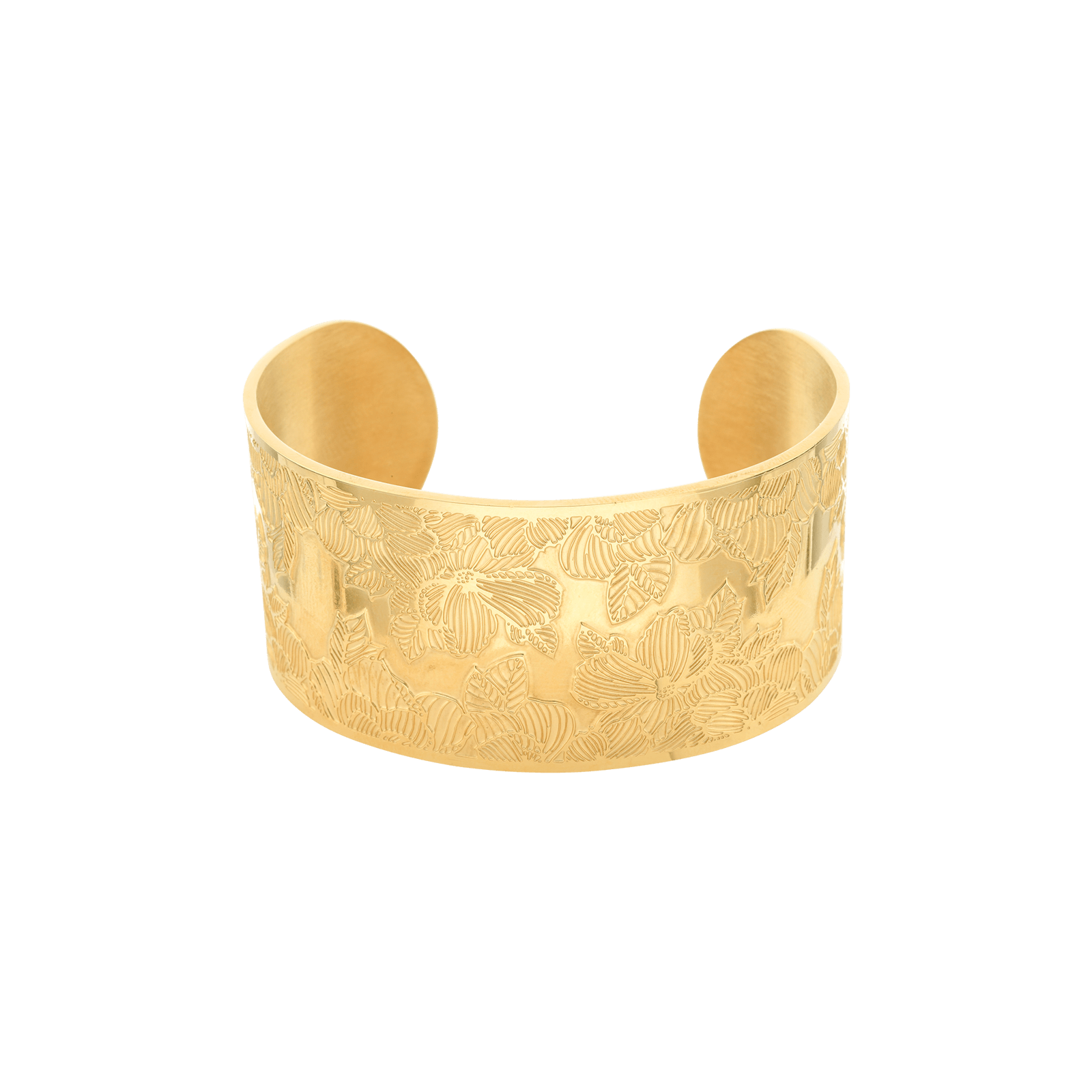 manchette callas acier doré motif fleur