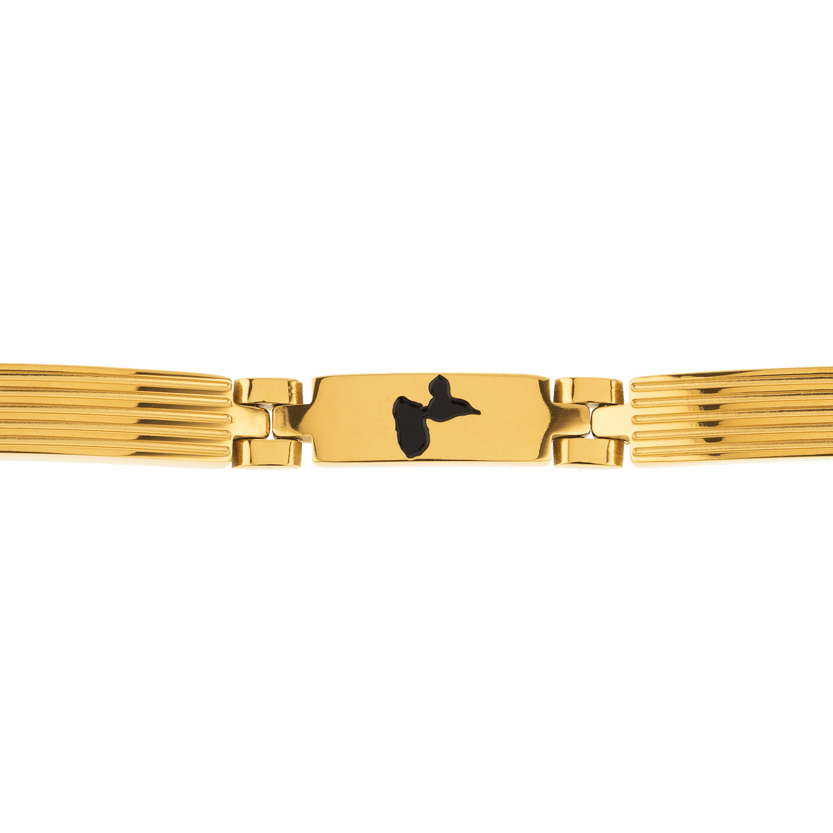 Bracelet Acier 6mm Bicolore Carte Guadeloupe 21cm