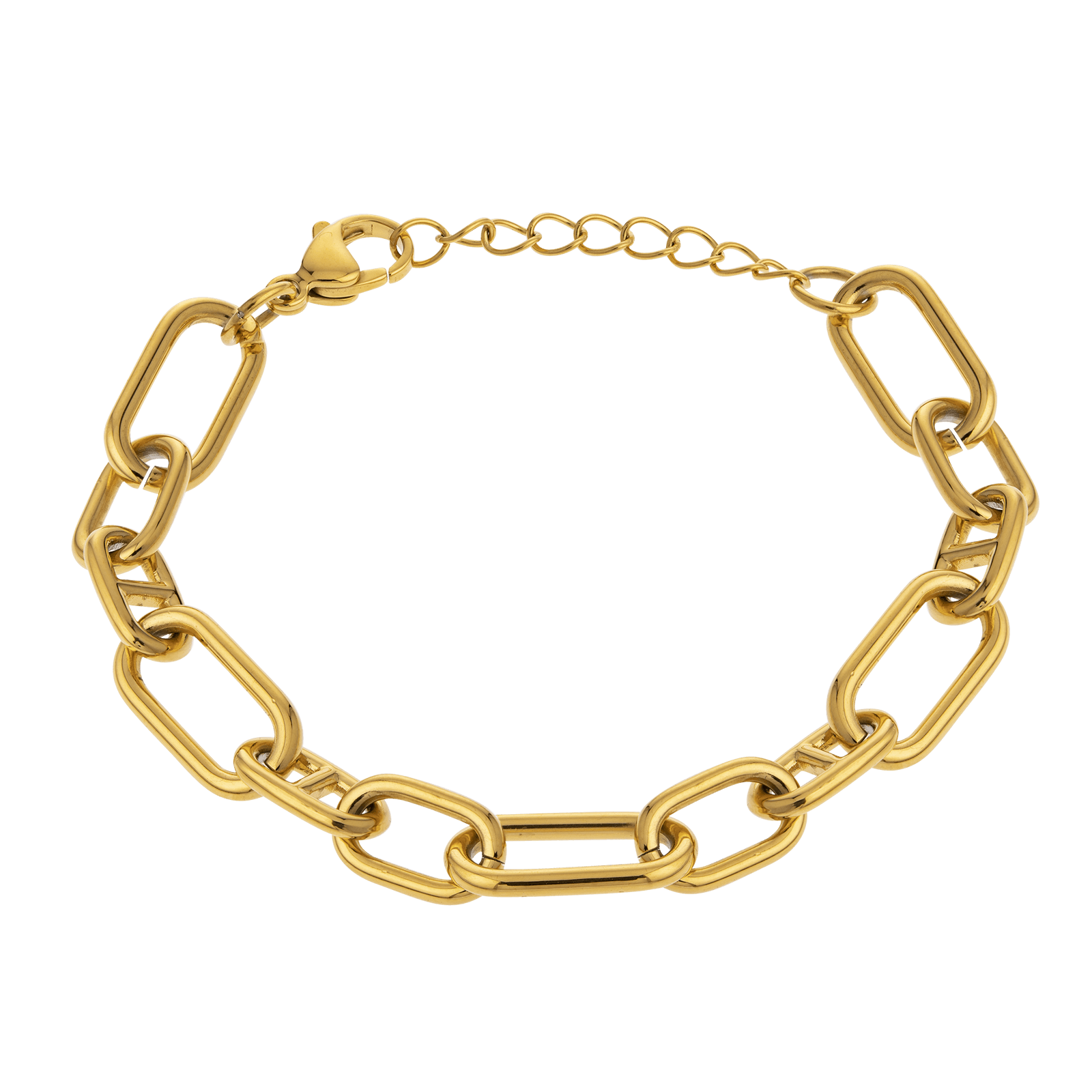 Bracelet Callas Acier doré maille marine fantaisie 19 plus 3 centimètres