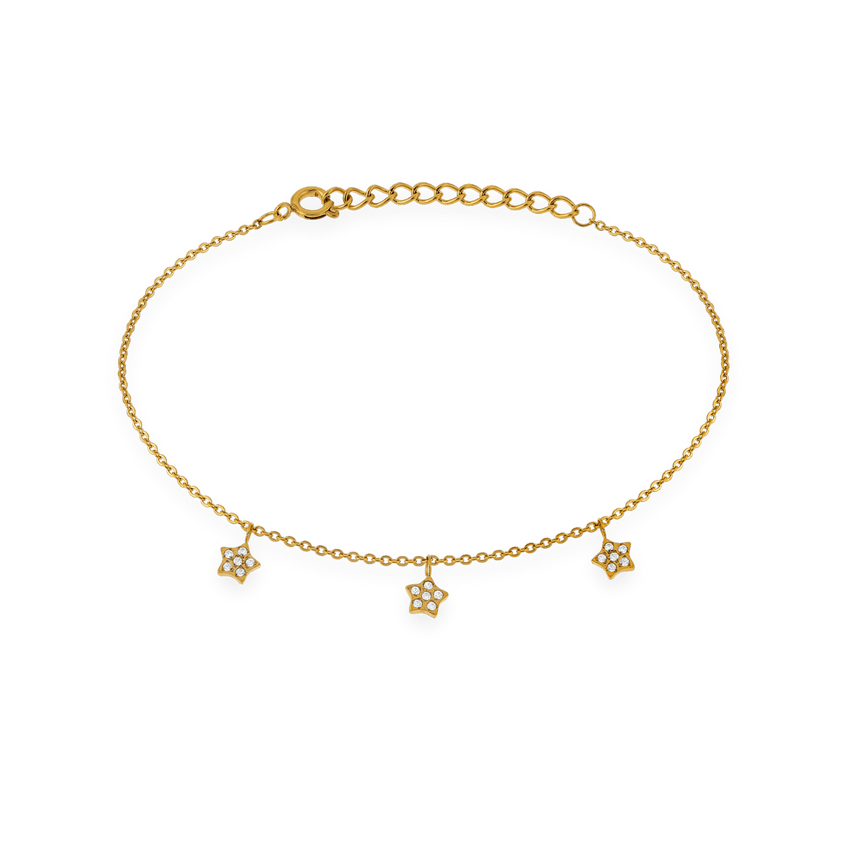 Bracelet Acier Jaune Etoiles Zirconium 4.5mm 18 à 21cm