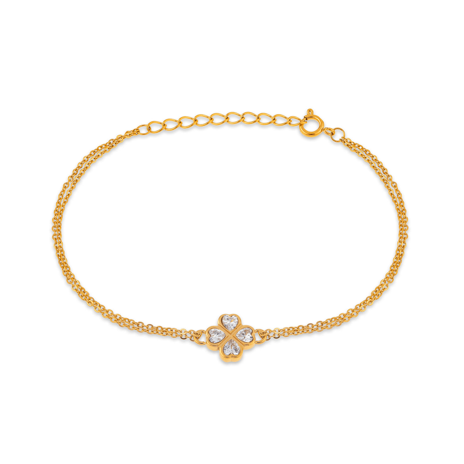 Bracelet Acier Jaune Trèfle Zirconium