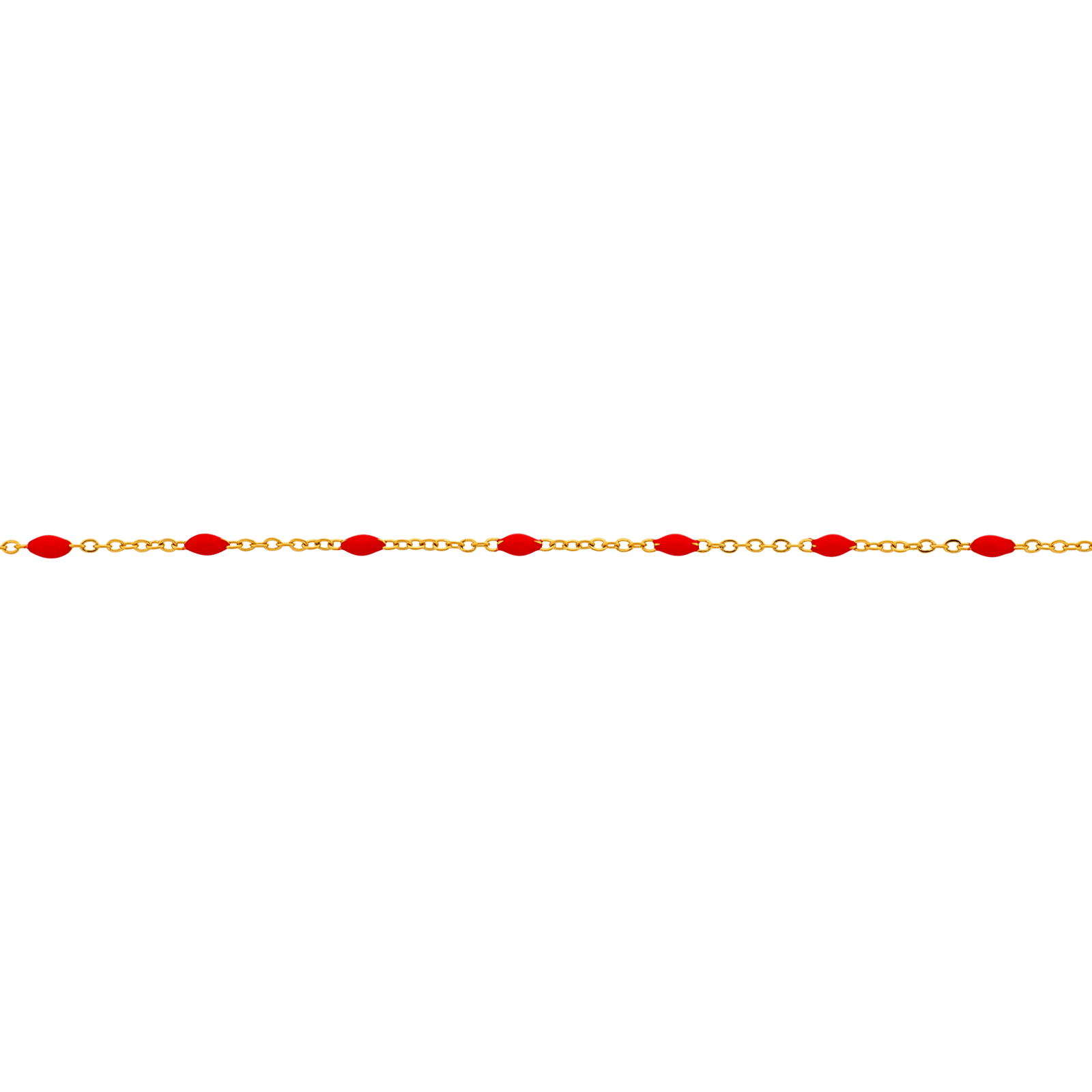 bracelet callas acier doré boules époxy rouges 16 plus 4 mm