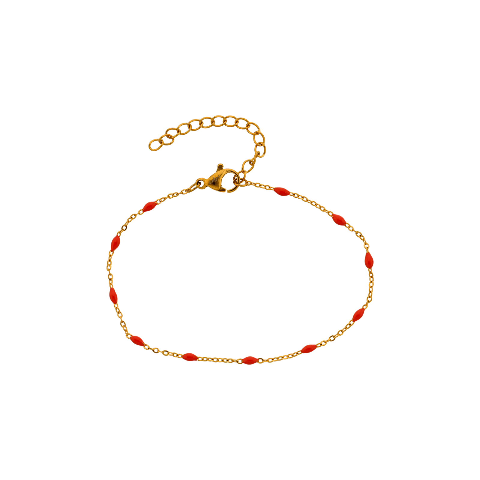 bracelet callas acier doré boules époxy corail 16 plus 4 mm
