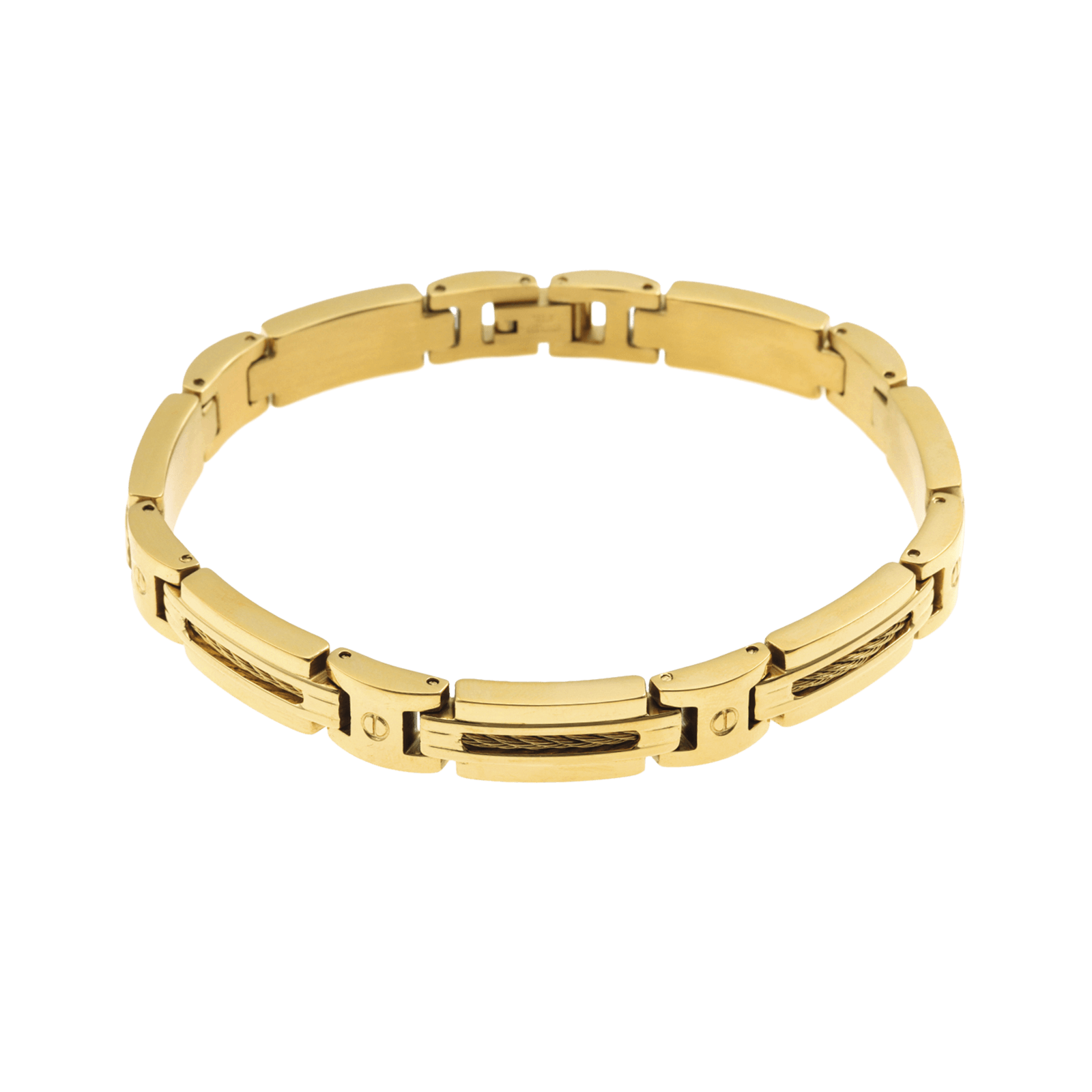 Bracelet Callas plaques fantaisie 21cm Acier doré