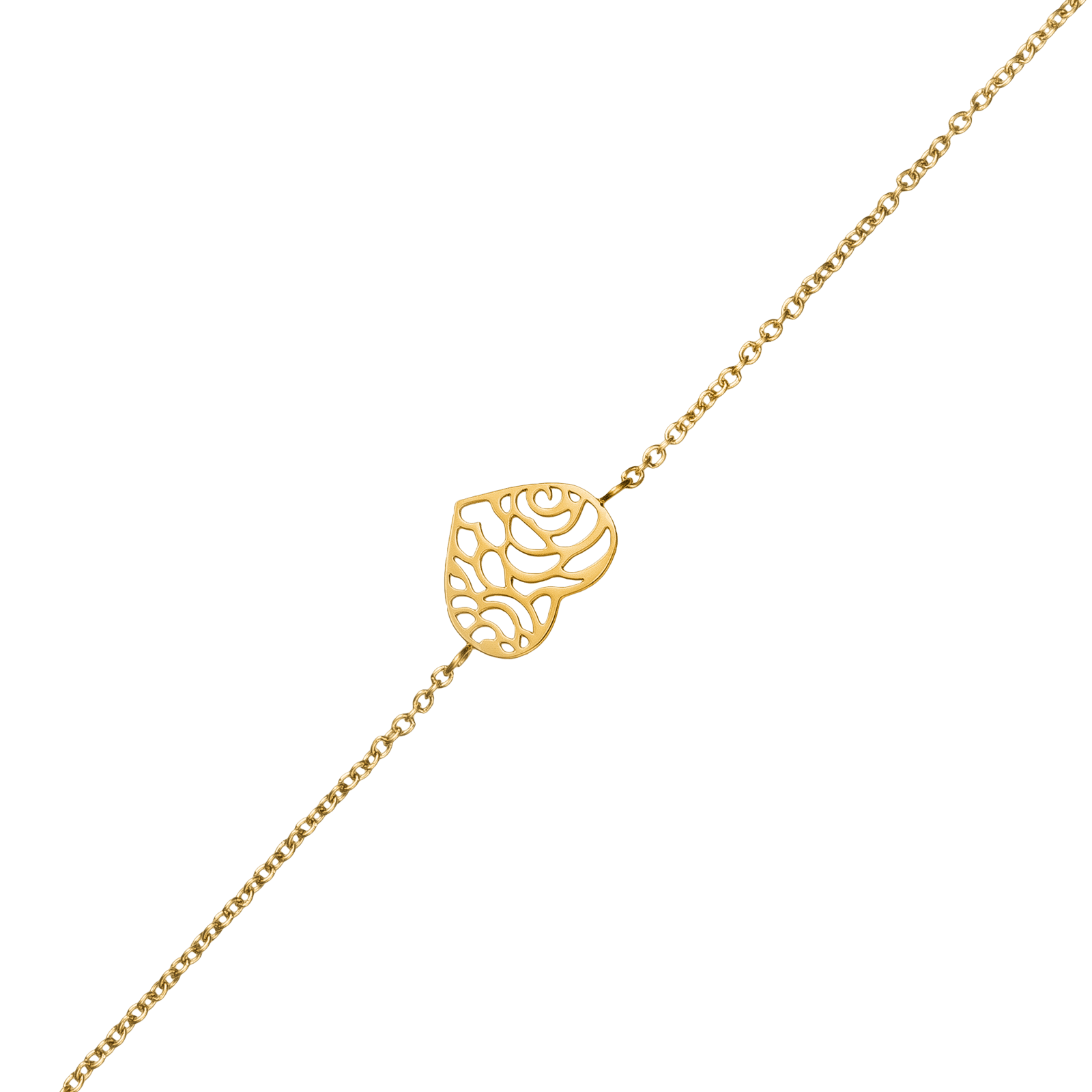 Bracelet Callas Centre coeur ajouré 18 plus 3 centimètres Acier doré