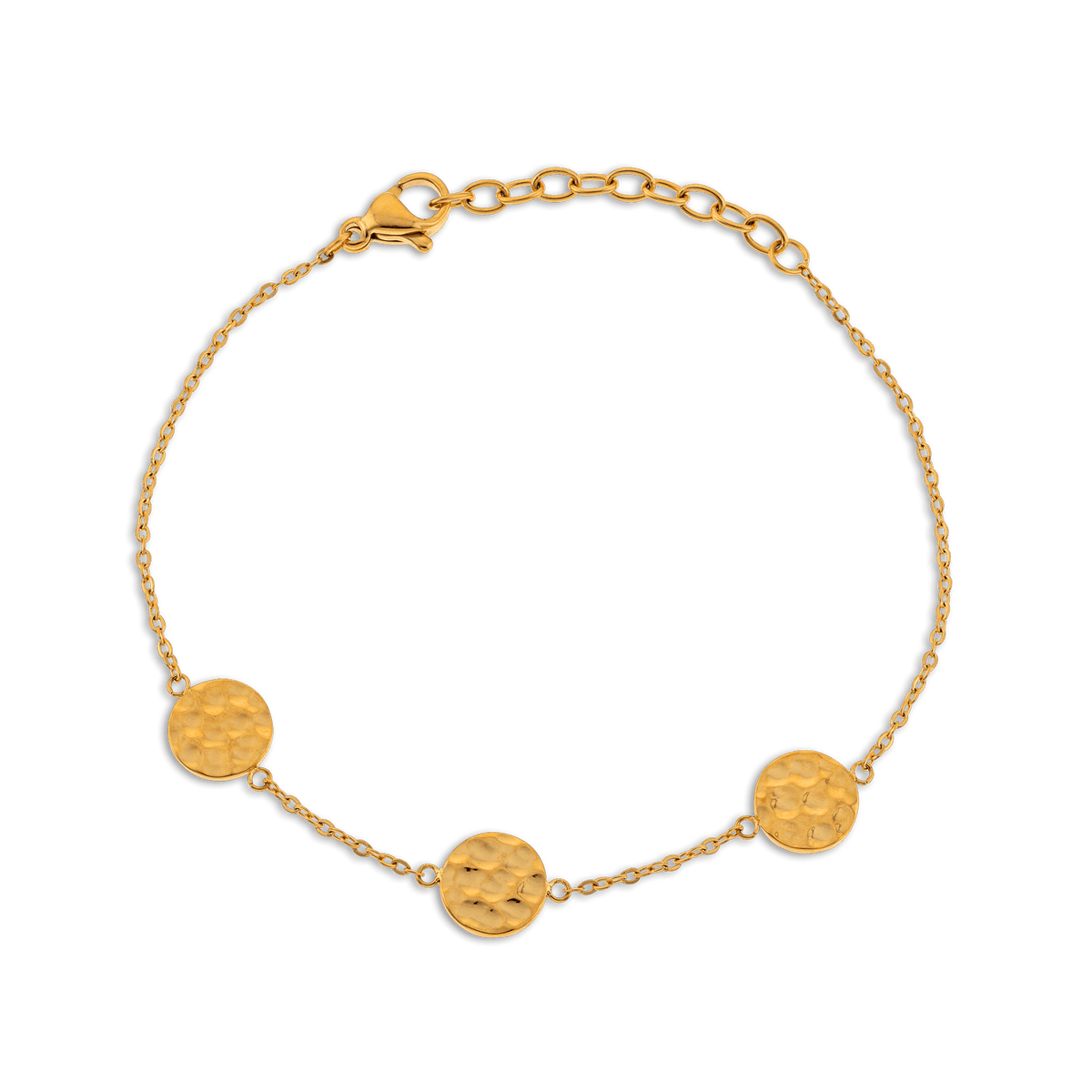 Bracelet Acier Jaune 17 à 20cm Pastilles Martelés 8mm